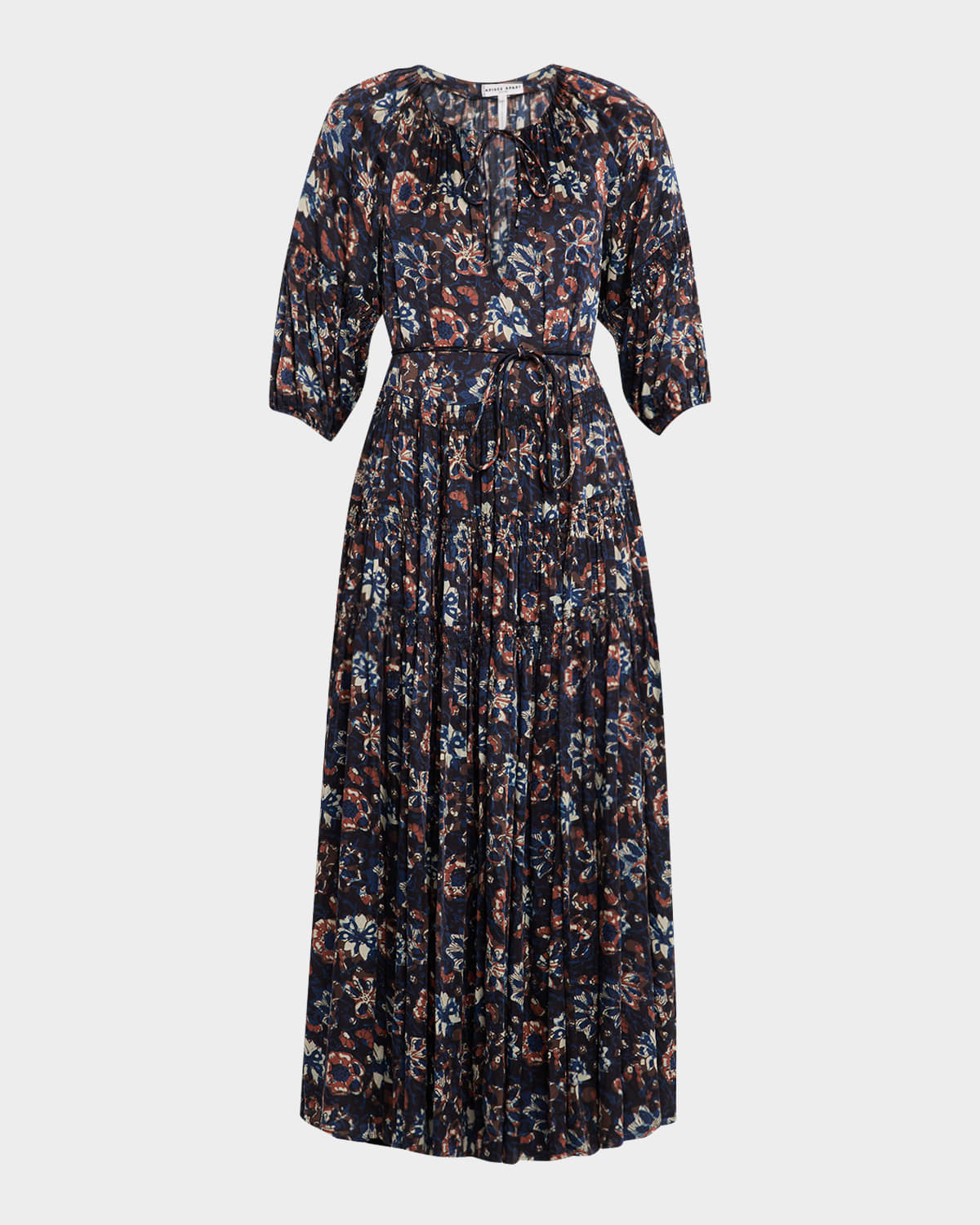 Apiece Apart Santa Cecilia Tiered Viscose Sateen Maxi Dress
