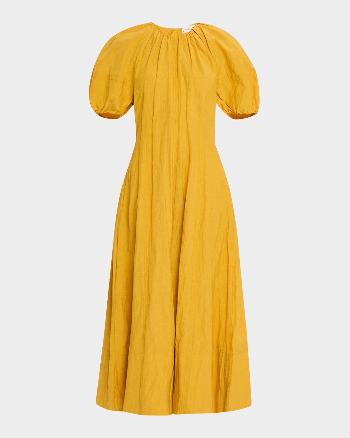 Apiece Apart Antonella Blouson-sleeve Ruched Maxi Dress In Yellow
