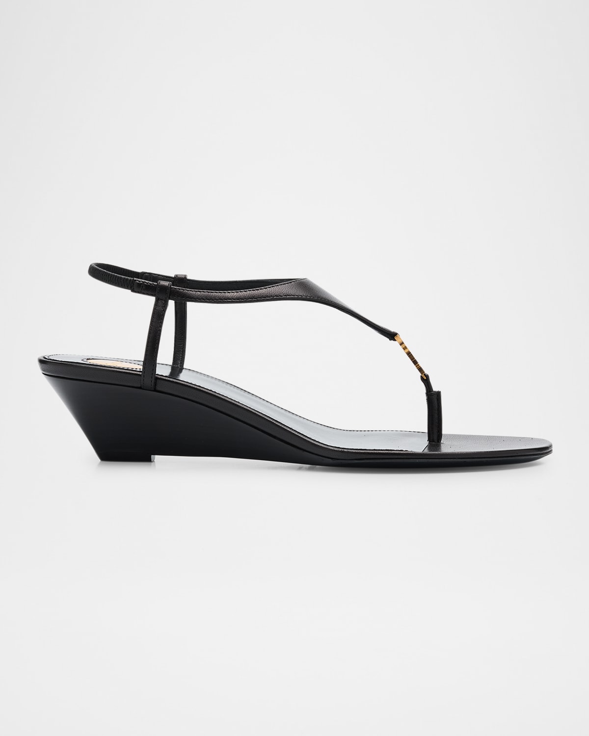 SAINT LAURENT CASSANDRA LEATHER YSL WEDGE SANDALS 