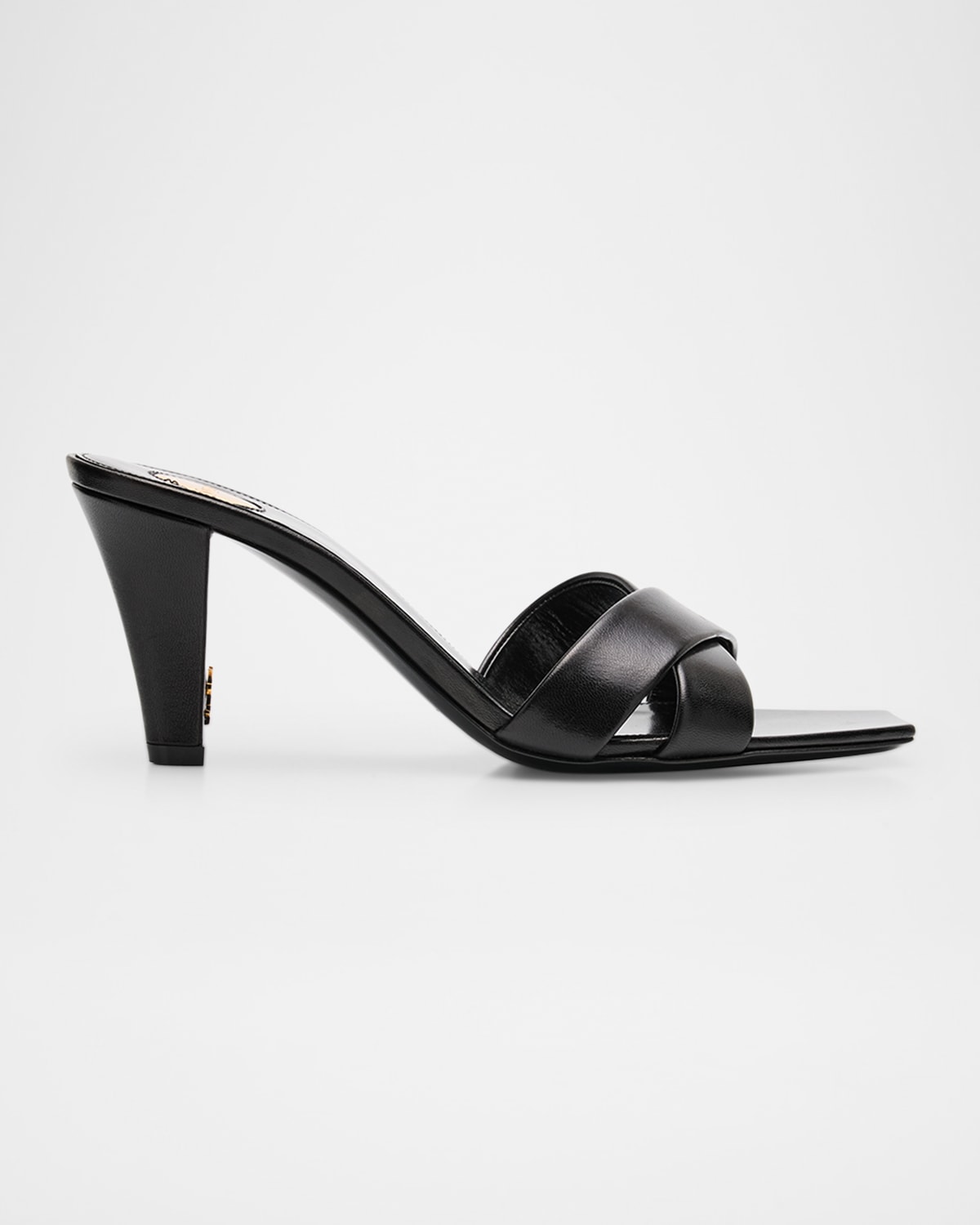 Saint Laurent Jill Mules With Square Toe And Cross Strap Design In Noir