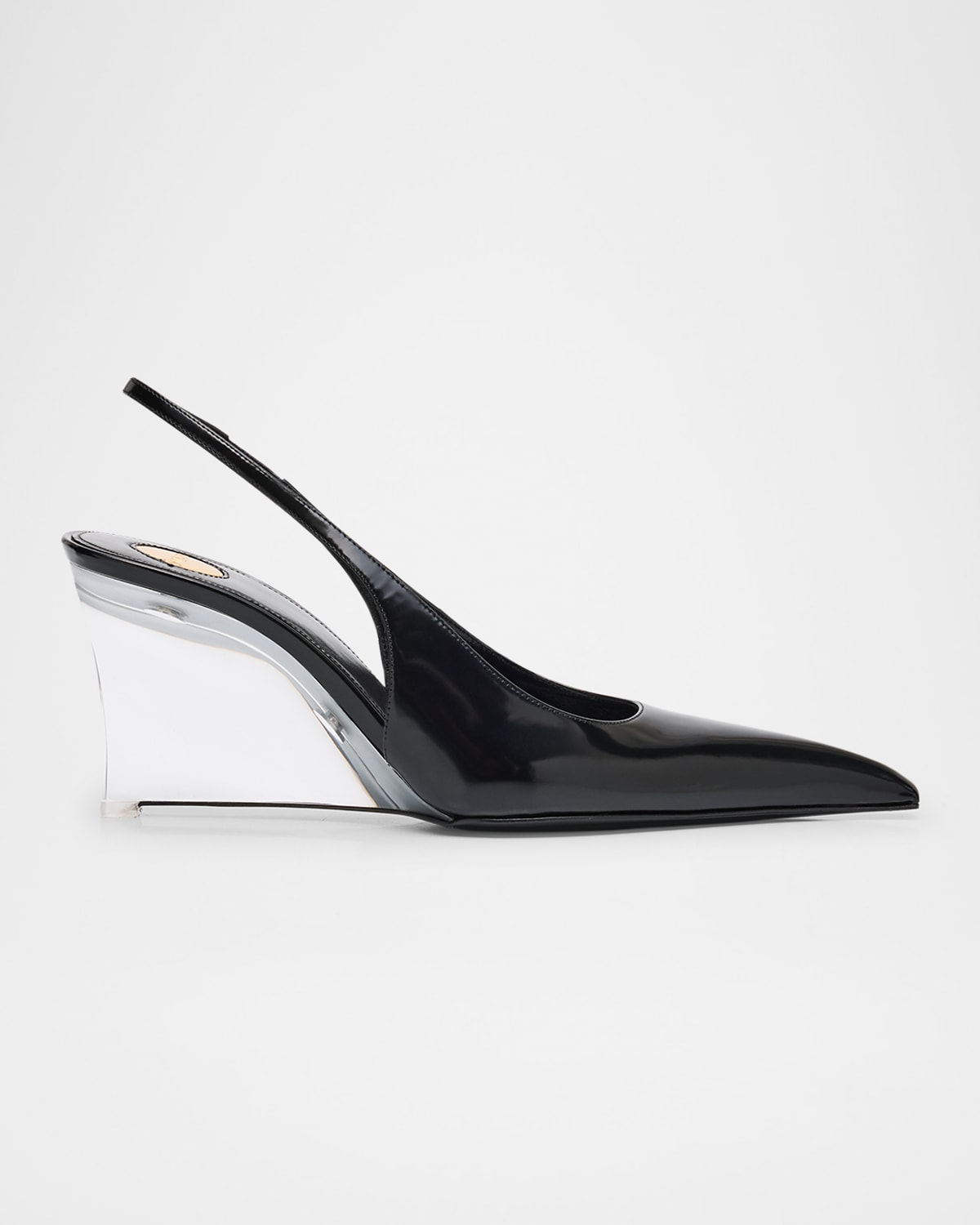Shop Saint Laurent Miller Leather Clear-wedge Pumps In Noir