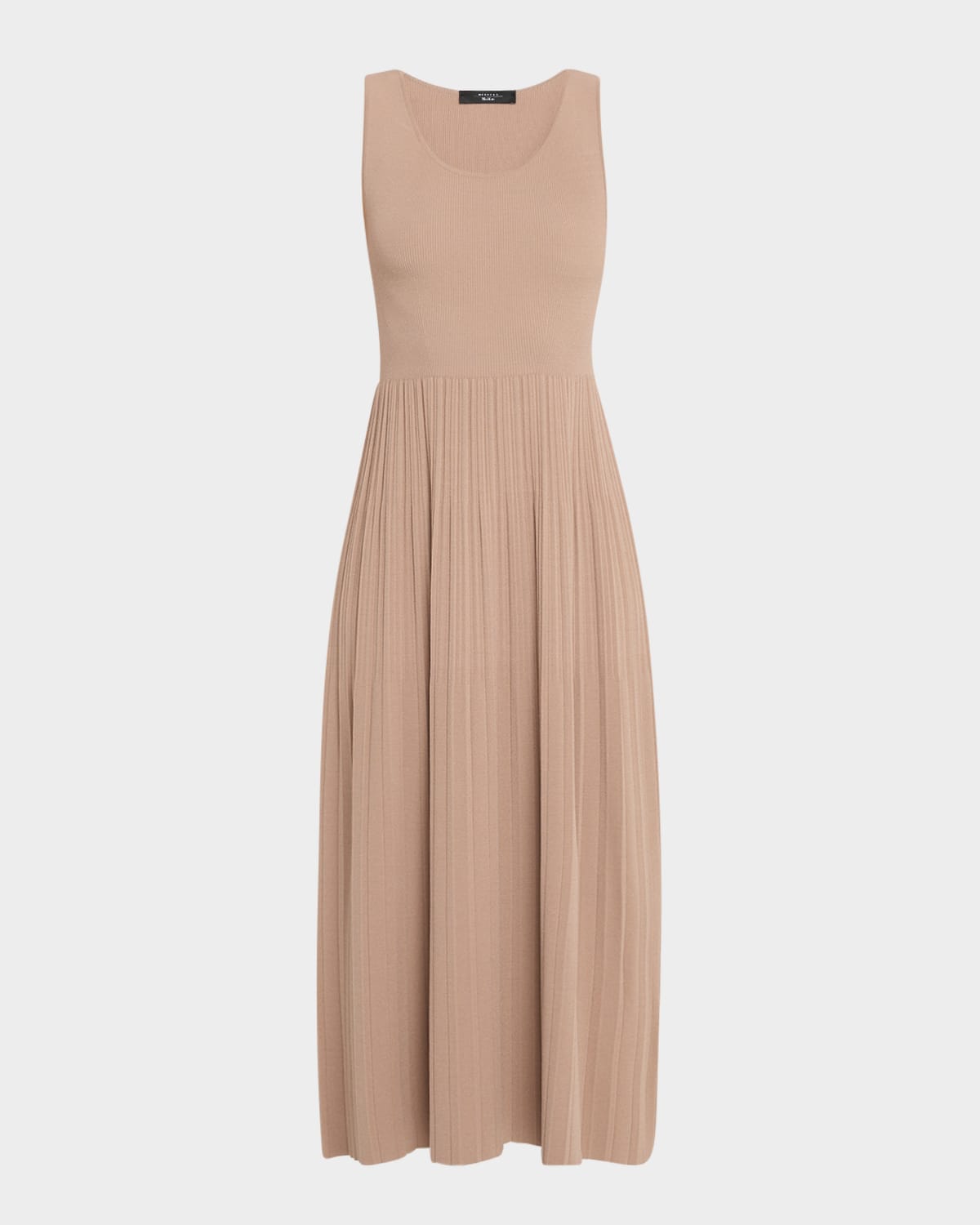 Weekend Max Mara Markus Sleeveless Pleated Knit Midi Dress In Brown