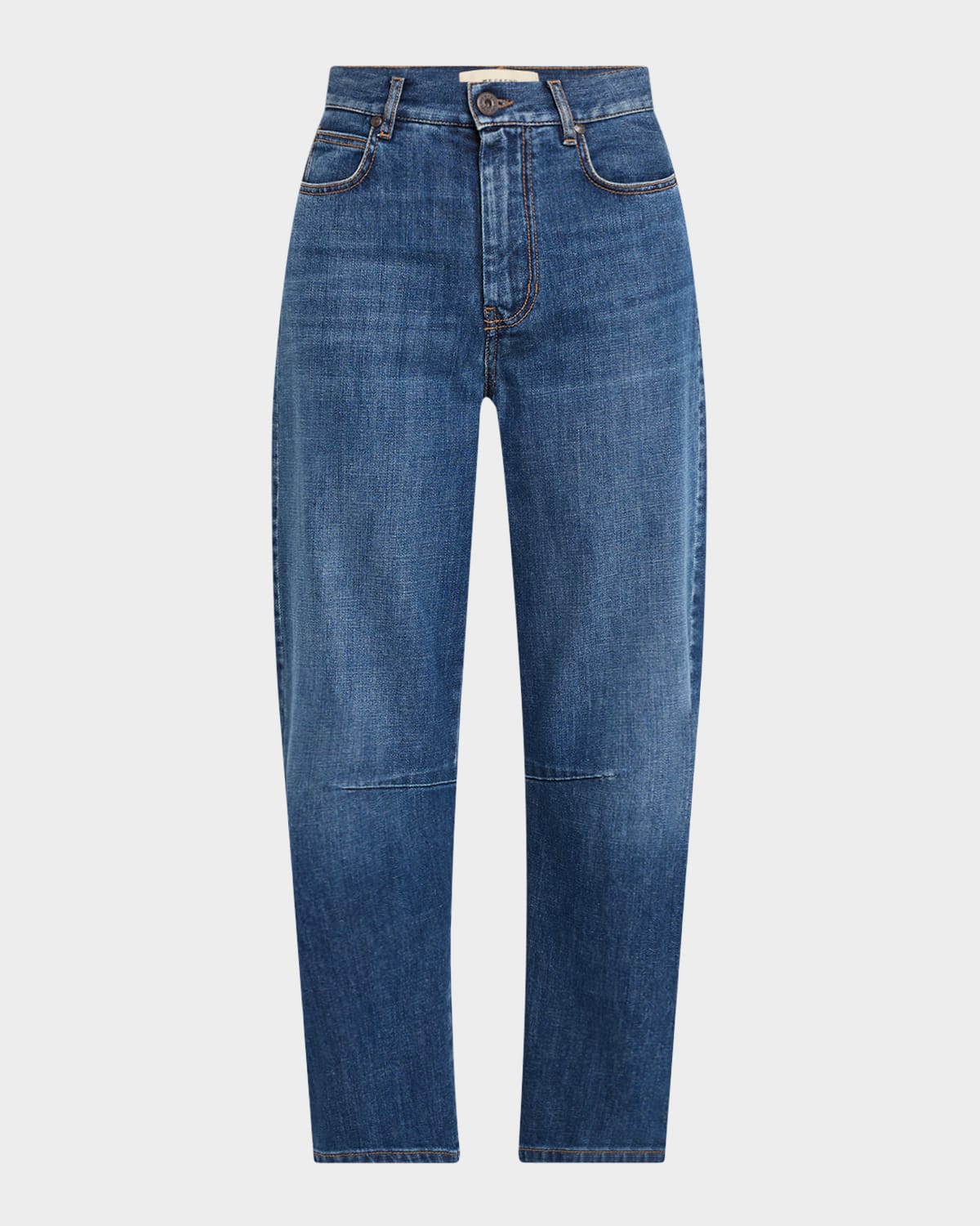 Weekend Max Mara Caprile Cropped Stretch Cotton Barrel Jeans In Blue