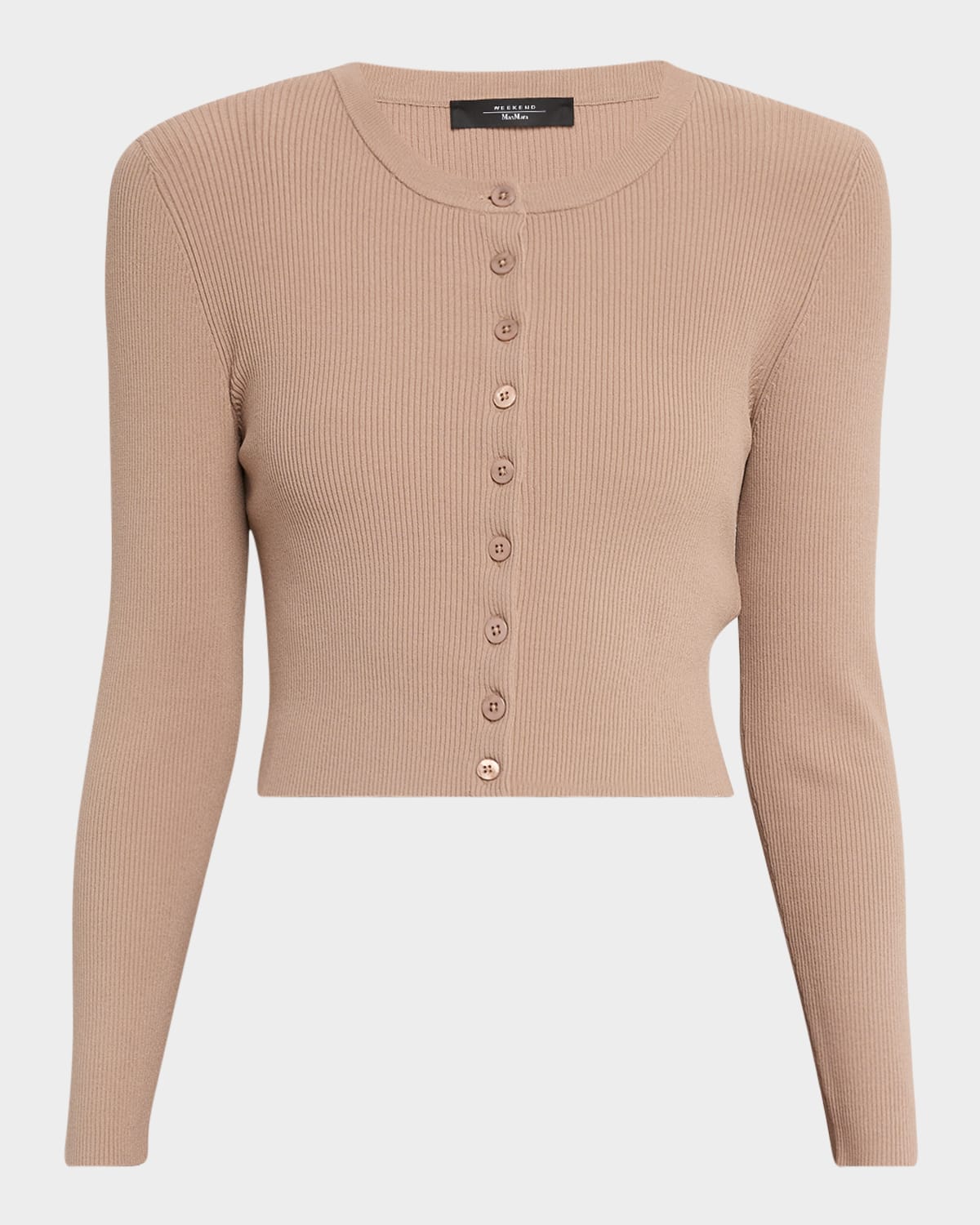 Weekend Max Mara Magiaro Cropped Rib Knit Cardigan In Pink