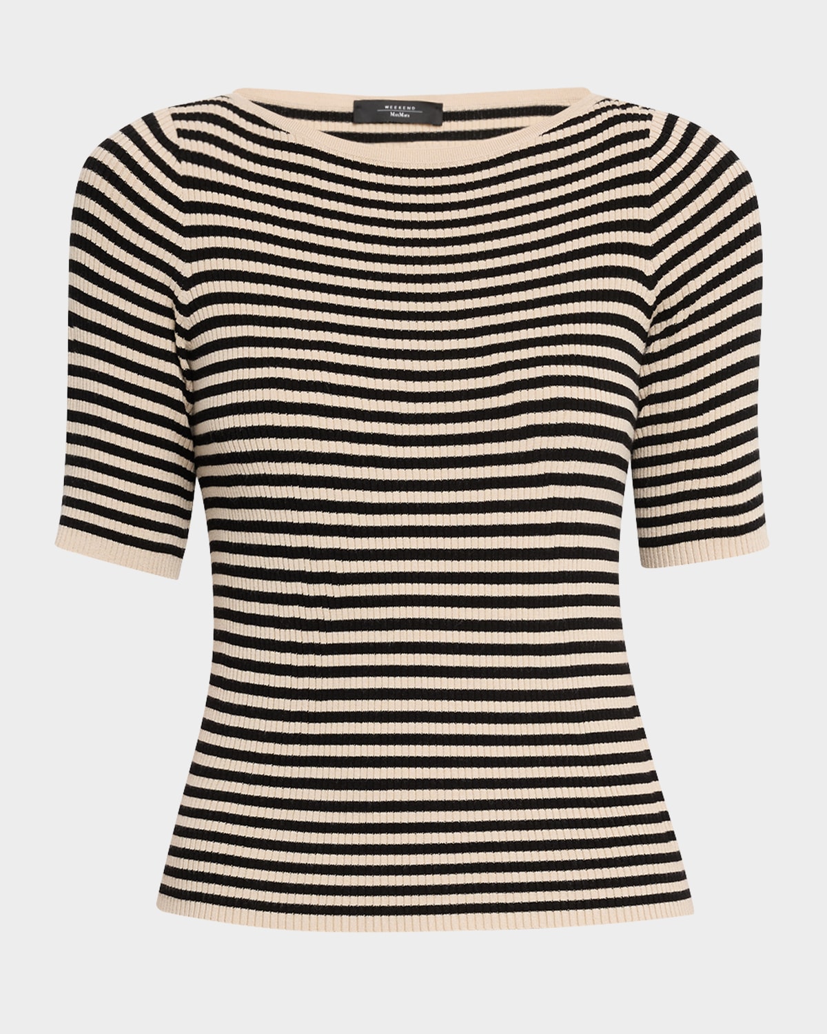 Weekend Max Mara Waser Striped Rib Knit Top In Brown