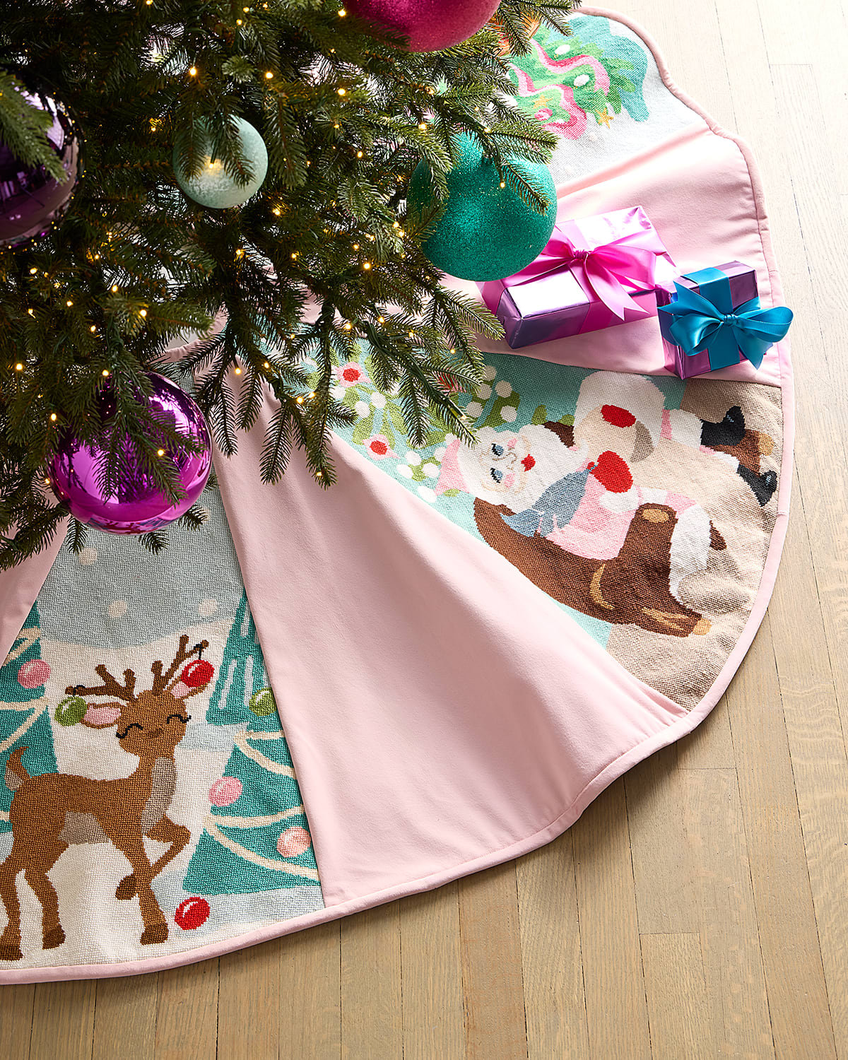 Bauble Stockings X Sainty Nelsen Needlepoint Characters 60" Christmas Tree Skirt