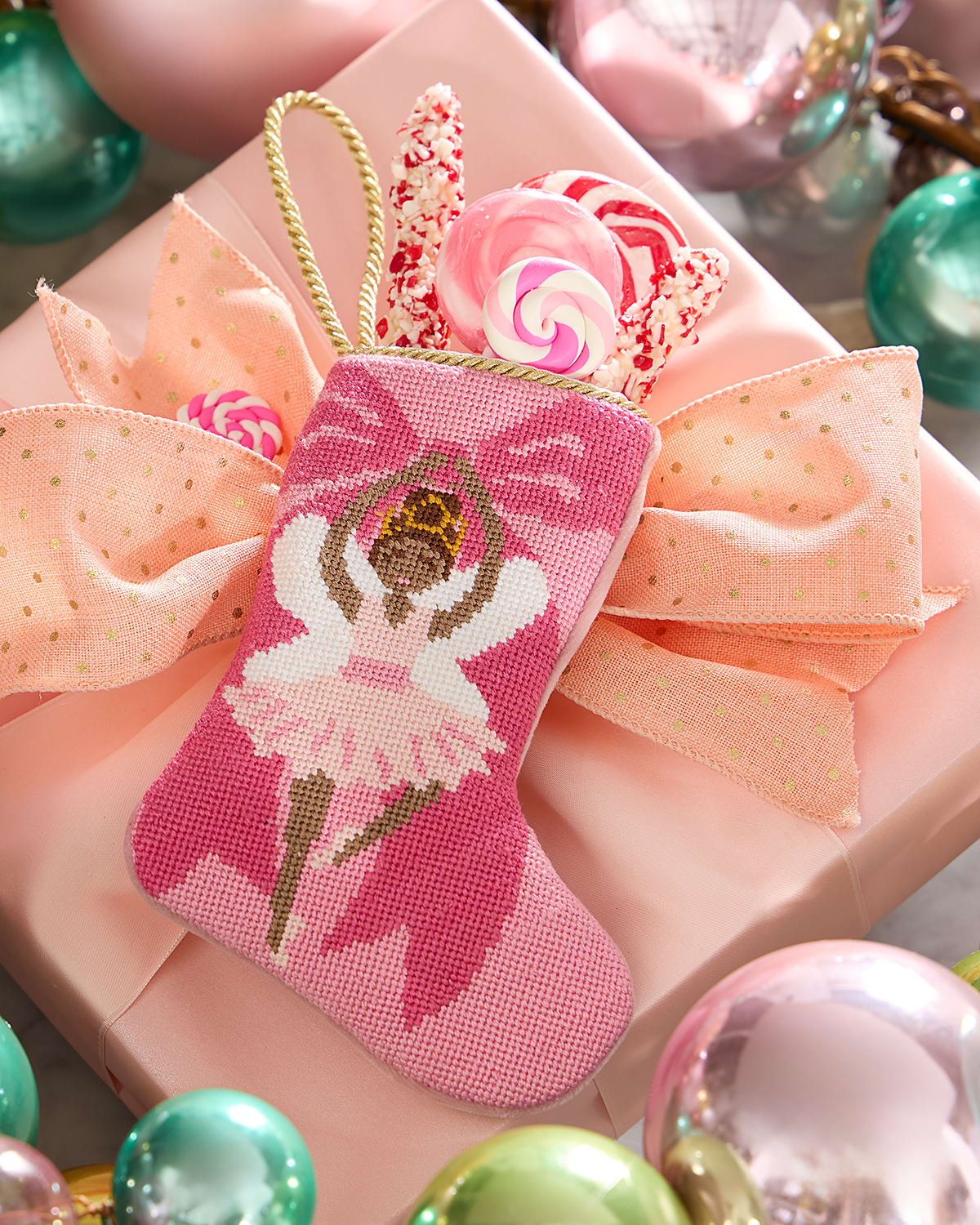 Bauble Stockings X Sainty Nelsen The Brianna Ballerina Mini Bauble Stocking In Pink