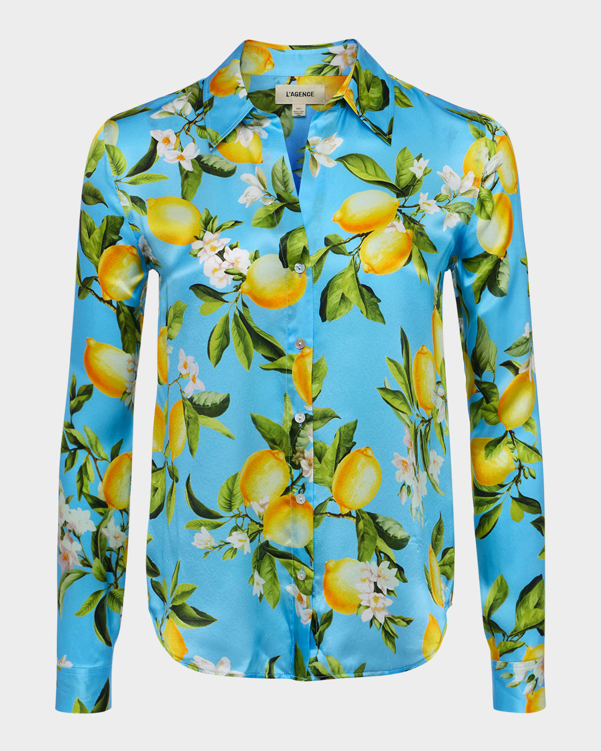 L Agence Floral Lemon Tyler Silk Blouse