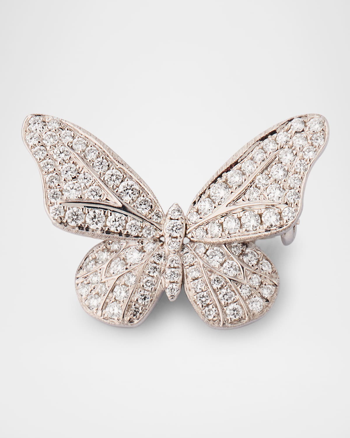 14K White Gold All Diamond Butterfly Pin Pendant