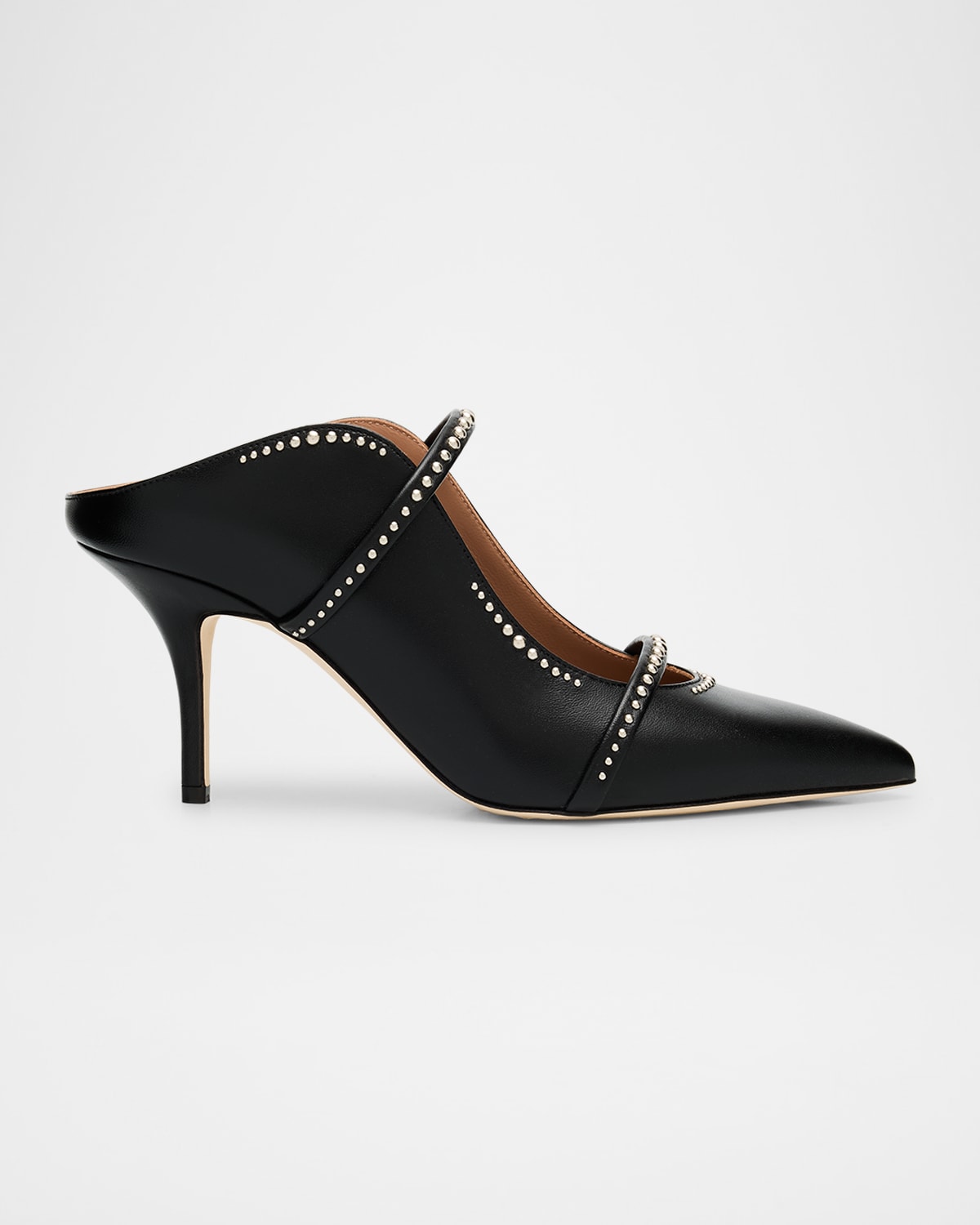 Malone Souliers Maureen Studded Nappa Leather Double-strap Mules In Black