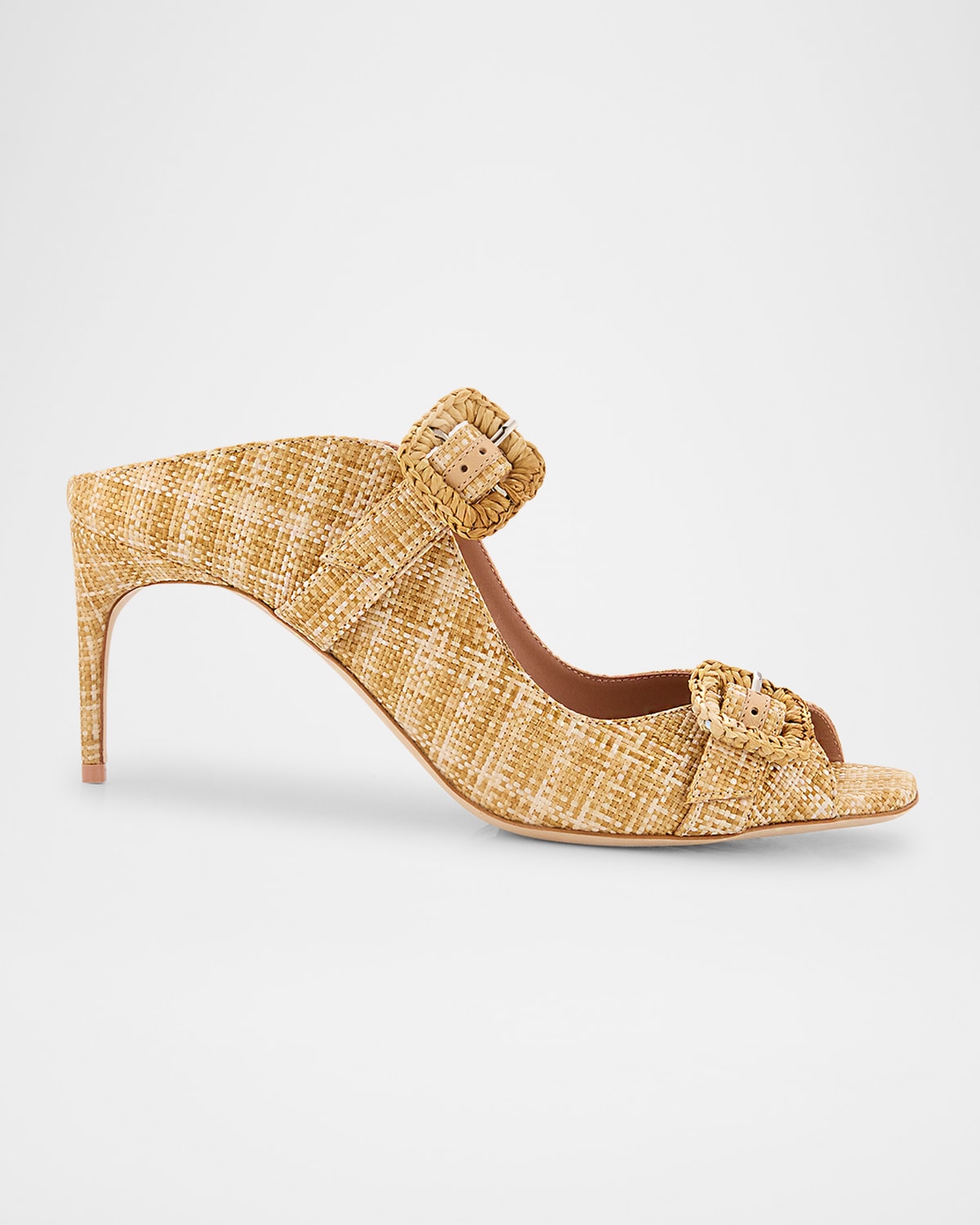 Malone Souliers Isobel Raffia Dual-strap Mule Sandals In Brown