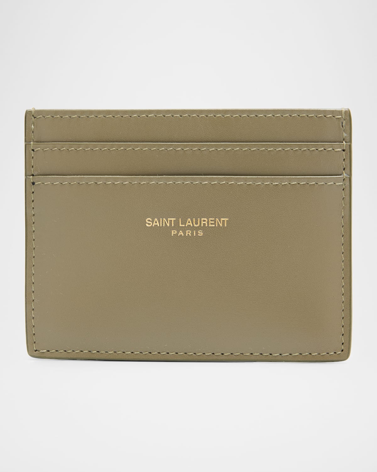 Saint Laurent Ysl Card Case In Calf Leather In Strong Moss