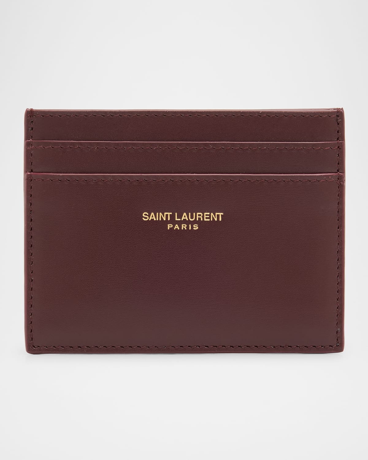 Saint Laurent Ysl Card Case In Calf Leather In Hot Wine