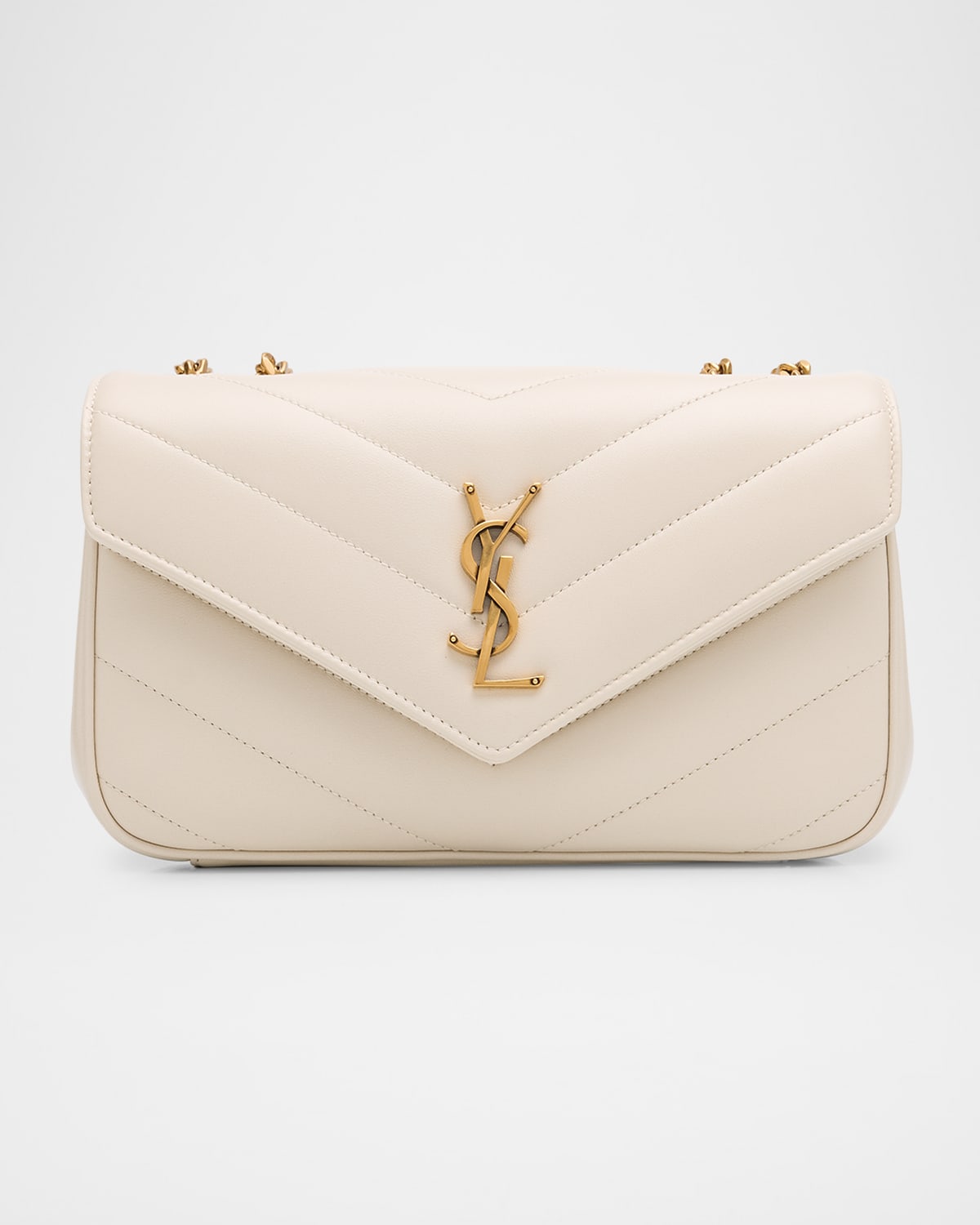 Saint Laurent Loulou Small Ysl Shoulder Bag In Quilted Leather In Sand