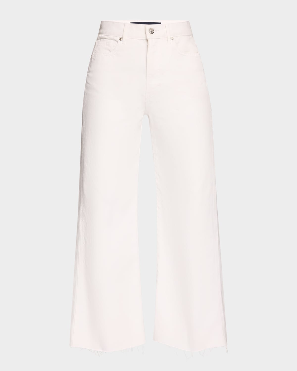 Shop Veronica Beard Taylor Cropped High-rise Wide Jeans In White