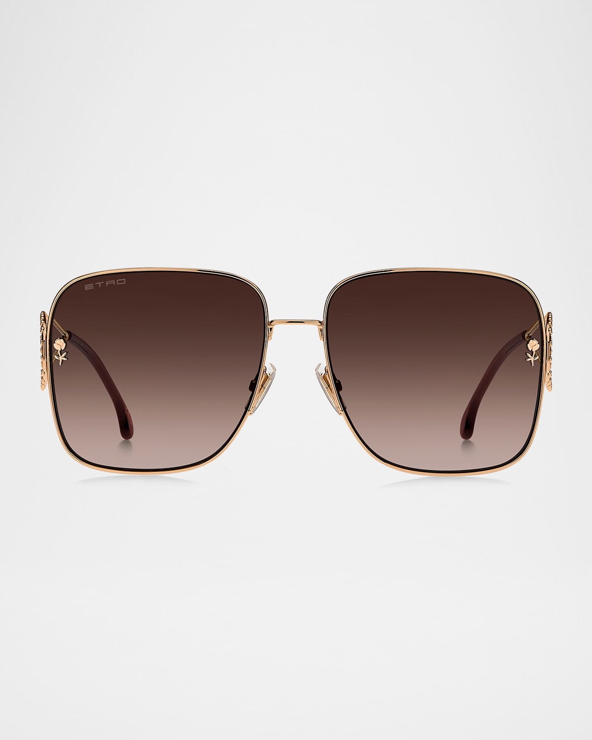 Etro 0070s Square Metal Sunglasses In Rose Gold