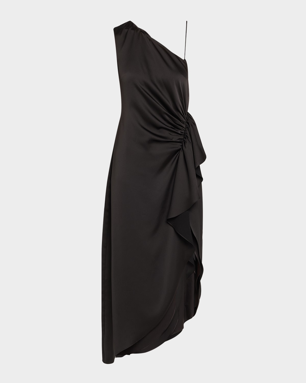 RAMY BROOK MALIKA DRAPED ONE-SHOULDER MIDI DRESS 