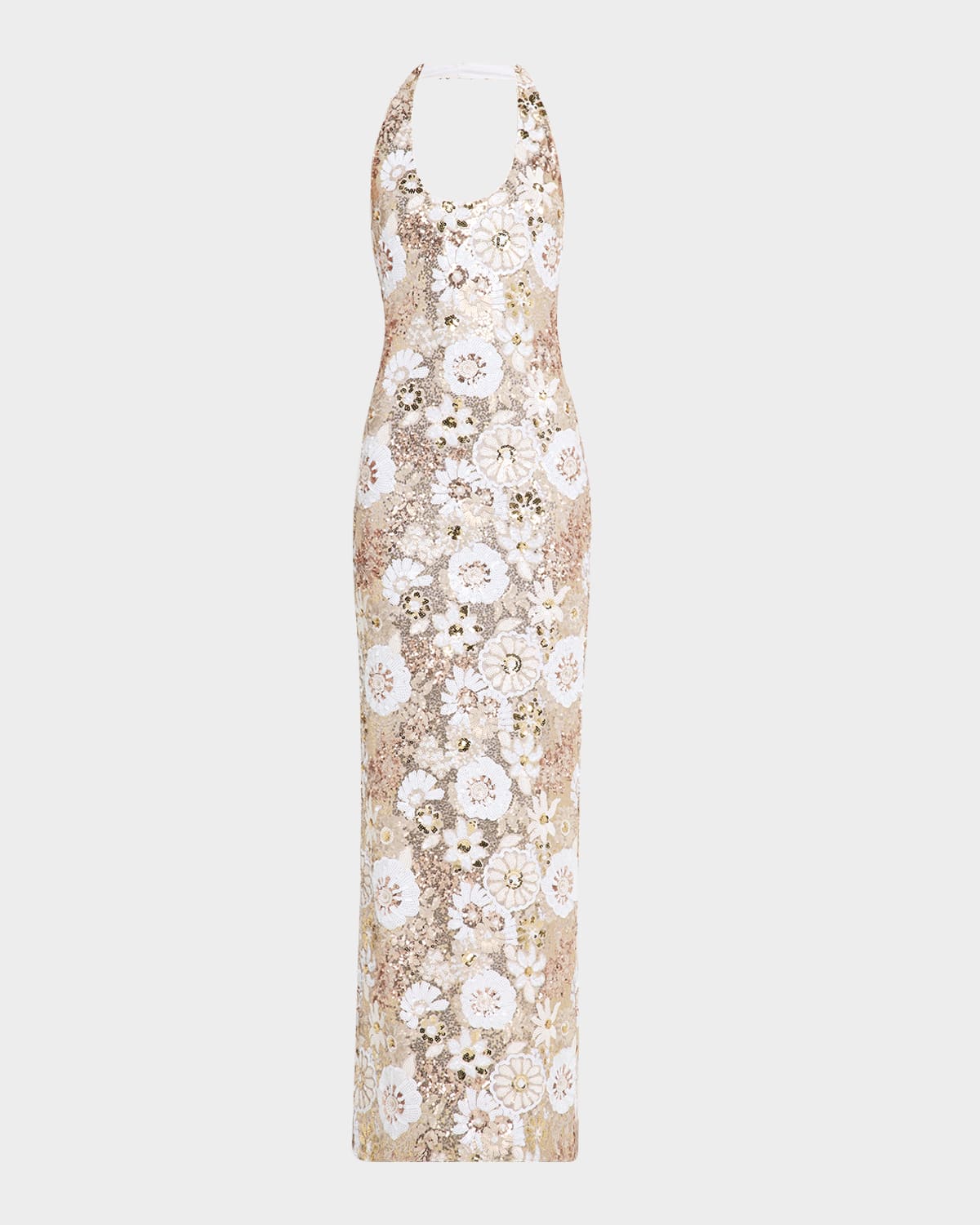 Shop Ramy Brook Tiffany Floral Sequin Halter Column Gown
