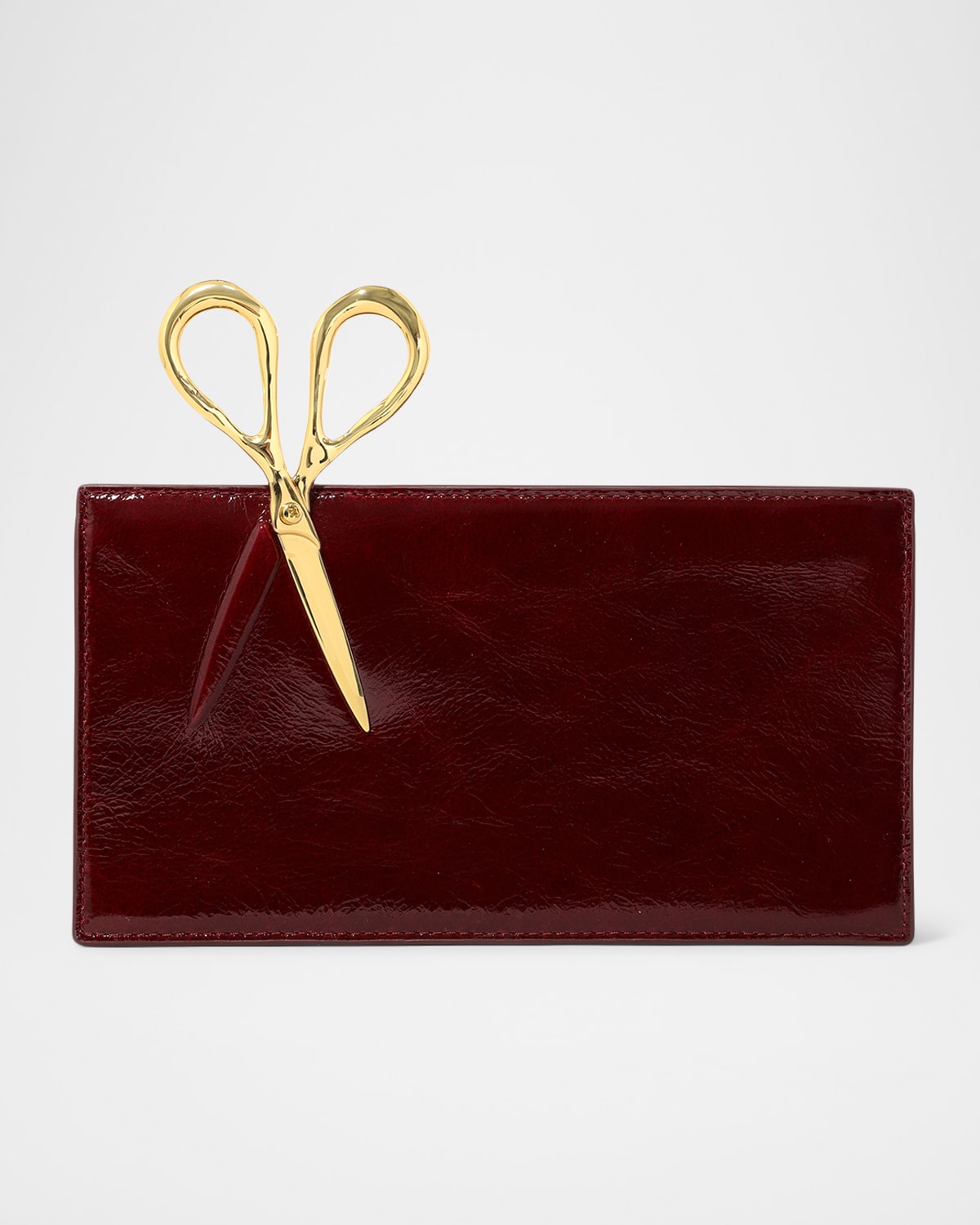 Alexis Bittar The Petit Scissor Leather Clutch Bag In Burgundy