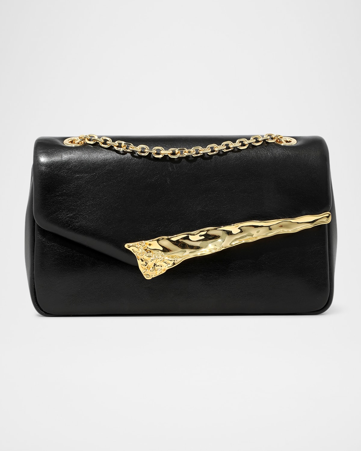 Alexis Bittar The Angular Leather Shoulder Bag In Black
