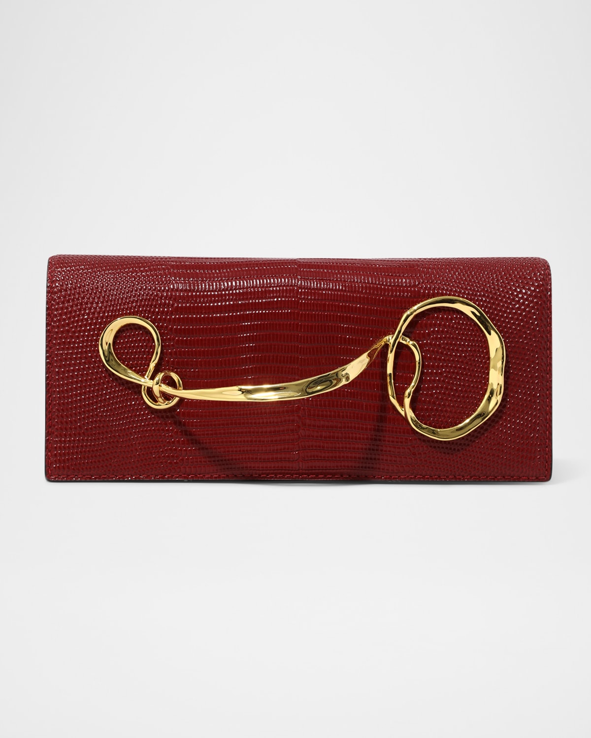 Alexis Bittar Twisted Side Handle Metallic Leather Clutch Bag