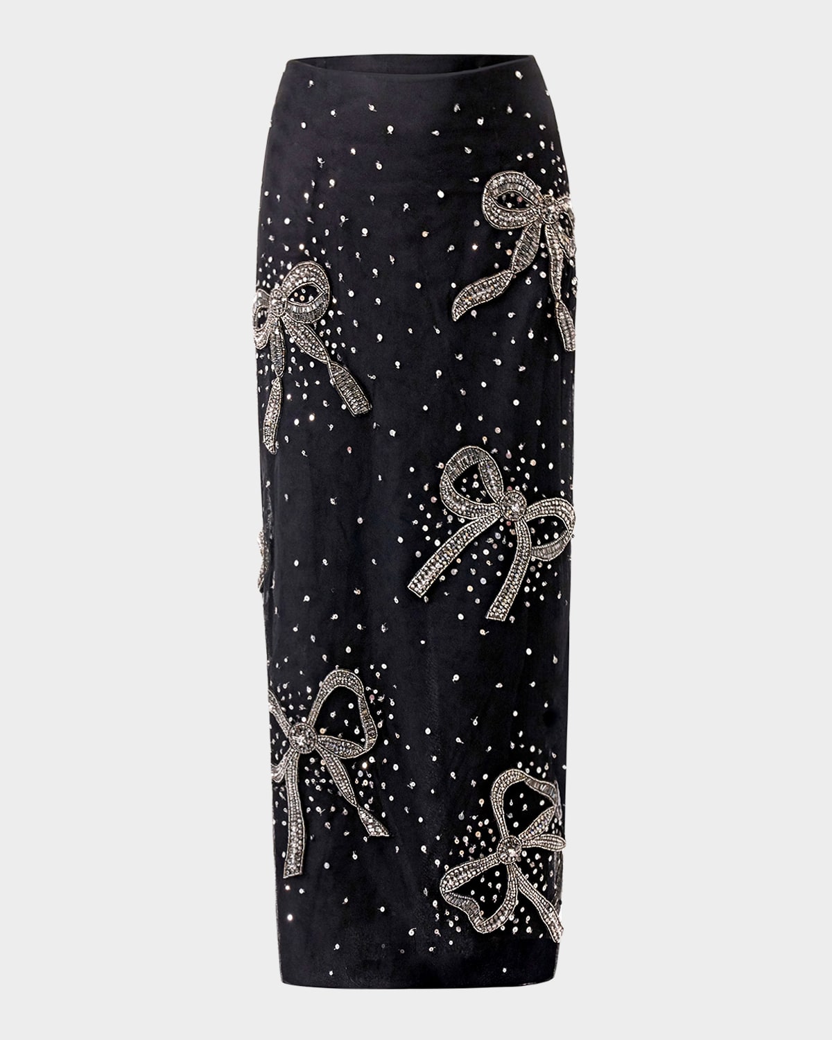 CAROLINA HERRERA BOW EMBELLISHED MIDI SKIRT 