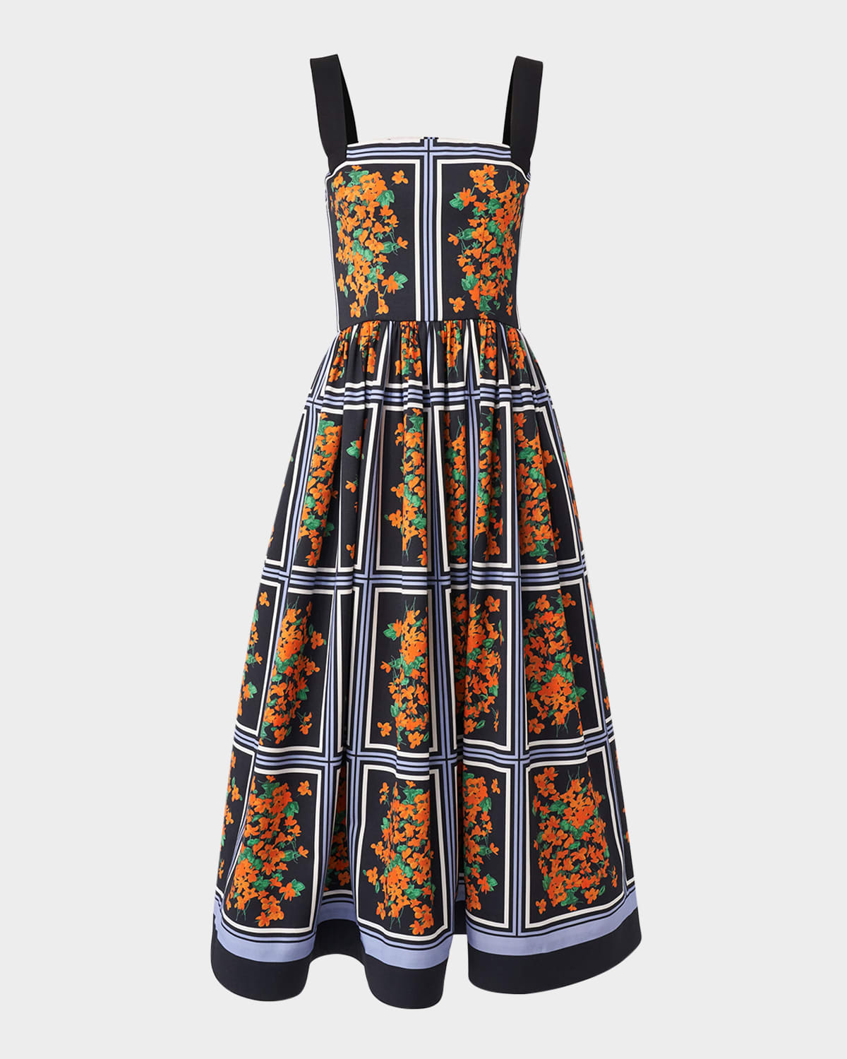 Carolina Herrera Cotton Faille Midi Dress In Multi