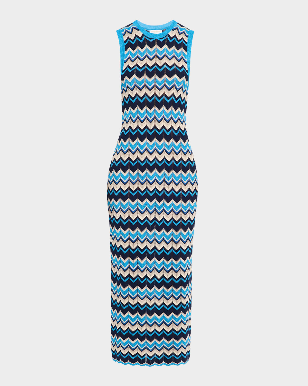 Shop Ramy Brook Declan Metallic Chevron-knit Midi Dress