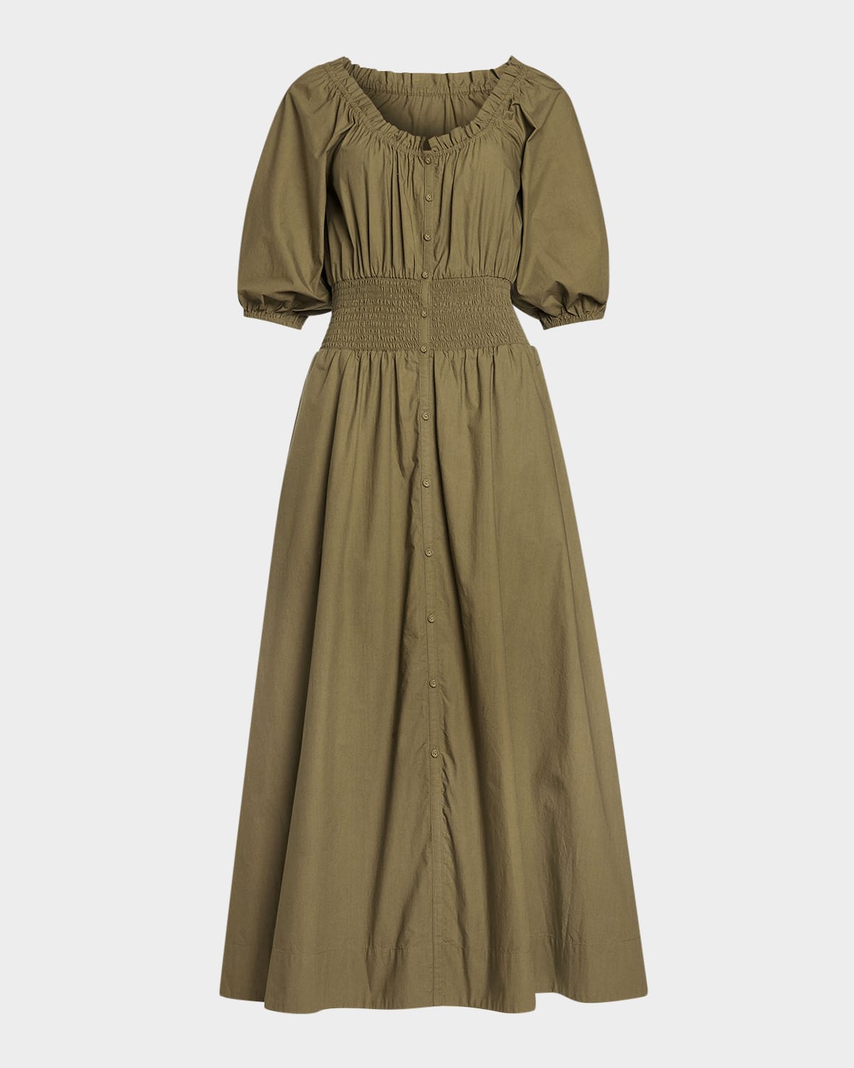 Laura Puff-Sleeve Midi Shirtdress