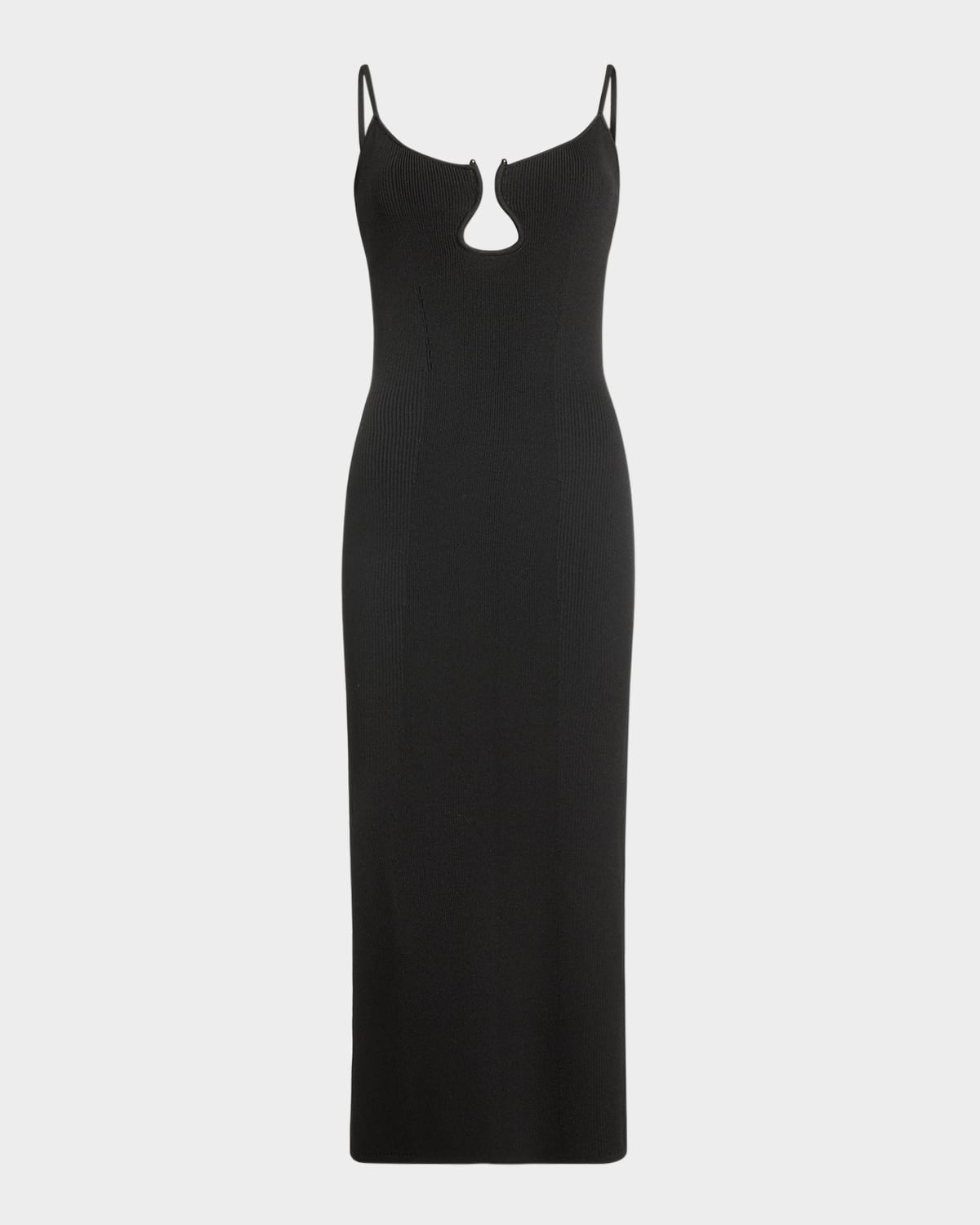 Ramy Brook Sloan Plunging Ribbed Knit Midi Dress In Black