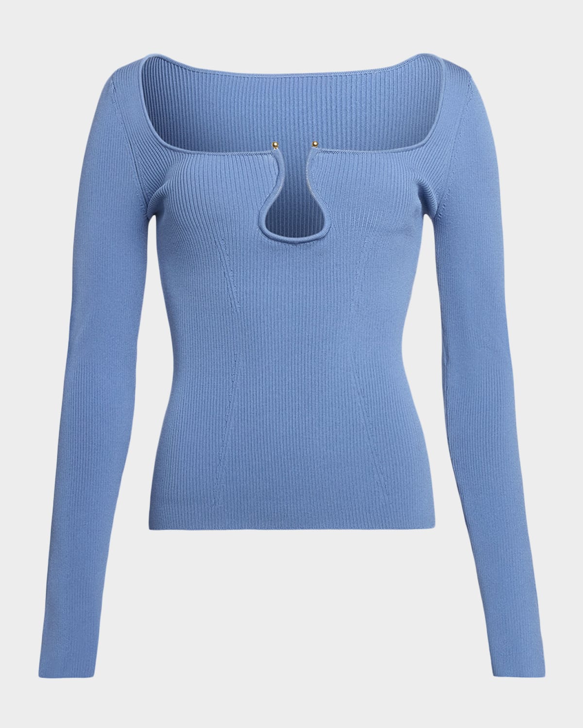 Ramy Brook Lylia Long Sleeve Ribbed Knit Top In Blue