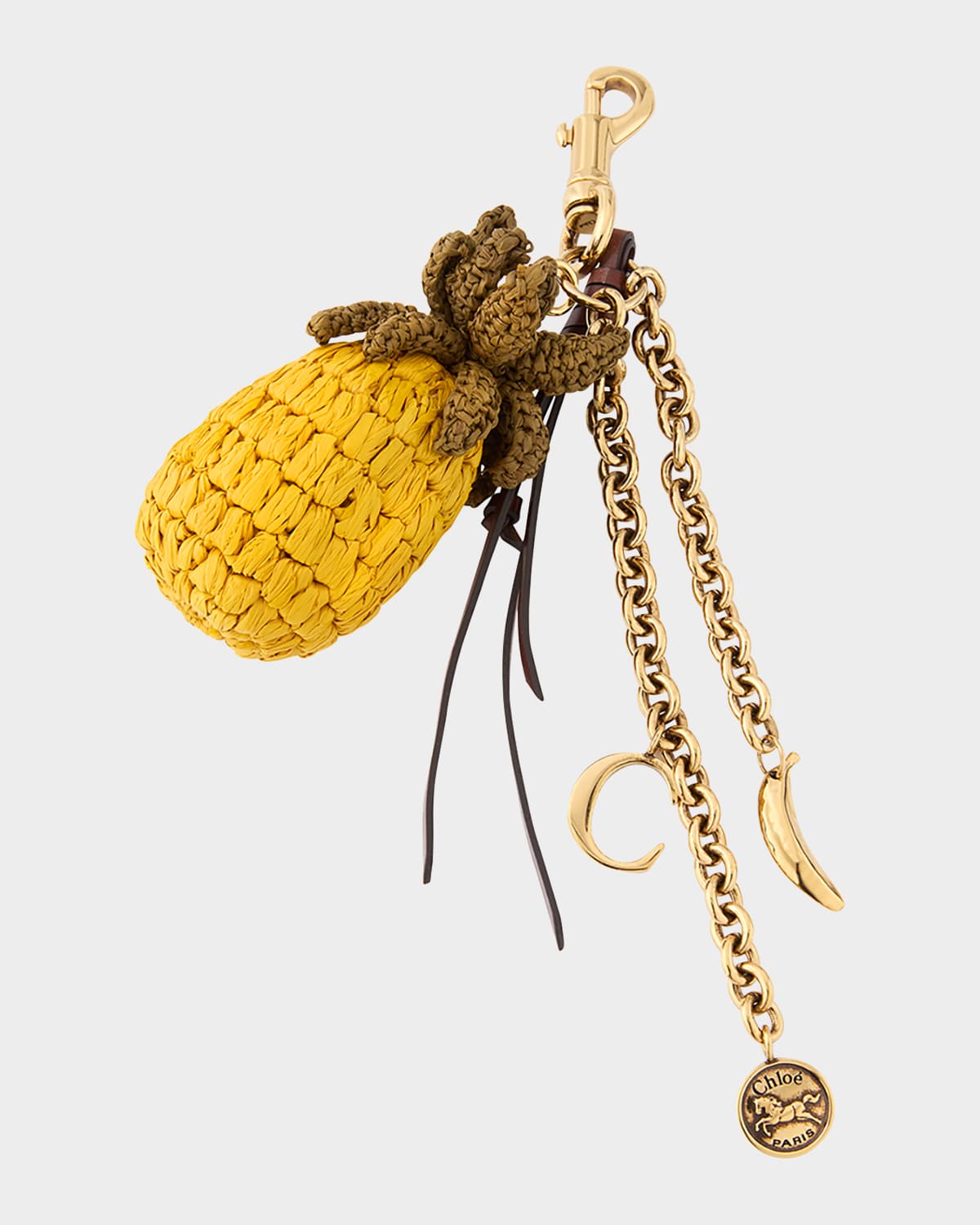 【Chloe】 Giga Pineapple leather bag charm Giga Pineapple leather bag charm in gold - Chloe | Mytheresa