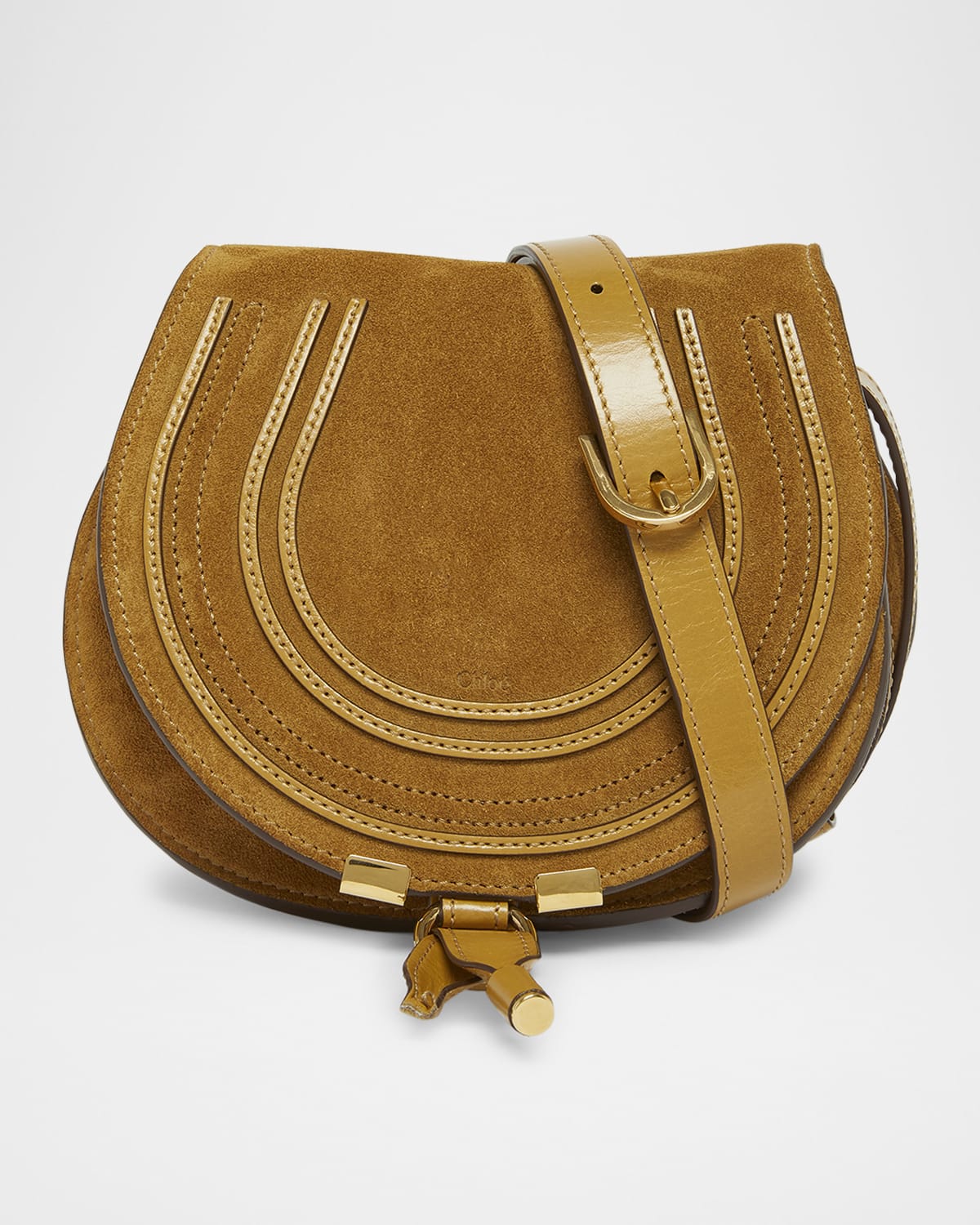Chloé Marcie Flap Saddle Crossbody Bag In Suede