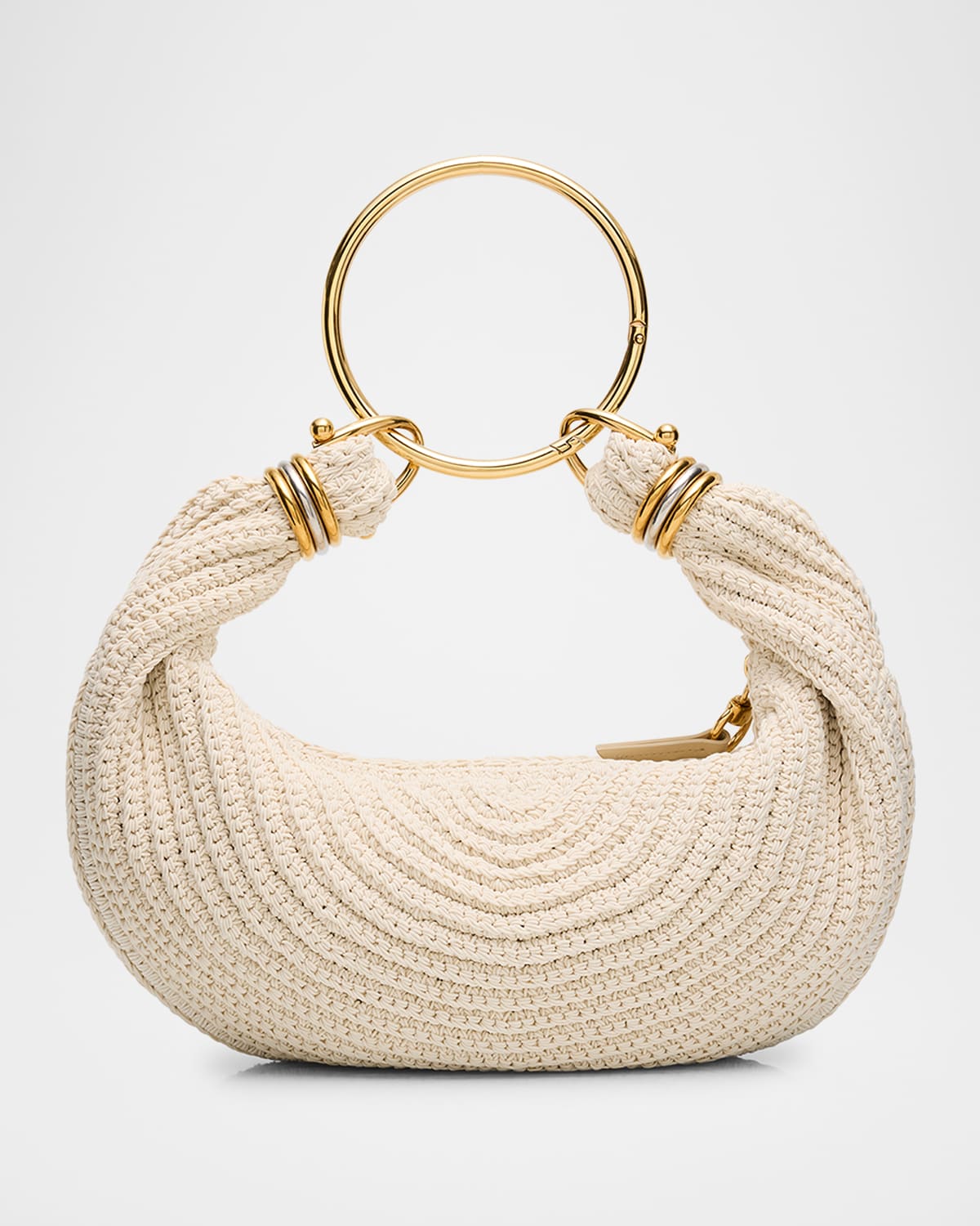 Chloé Rounded Crochet Bracelet Hobo Bag In White