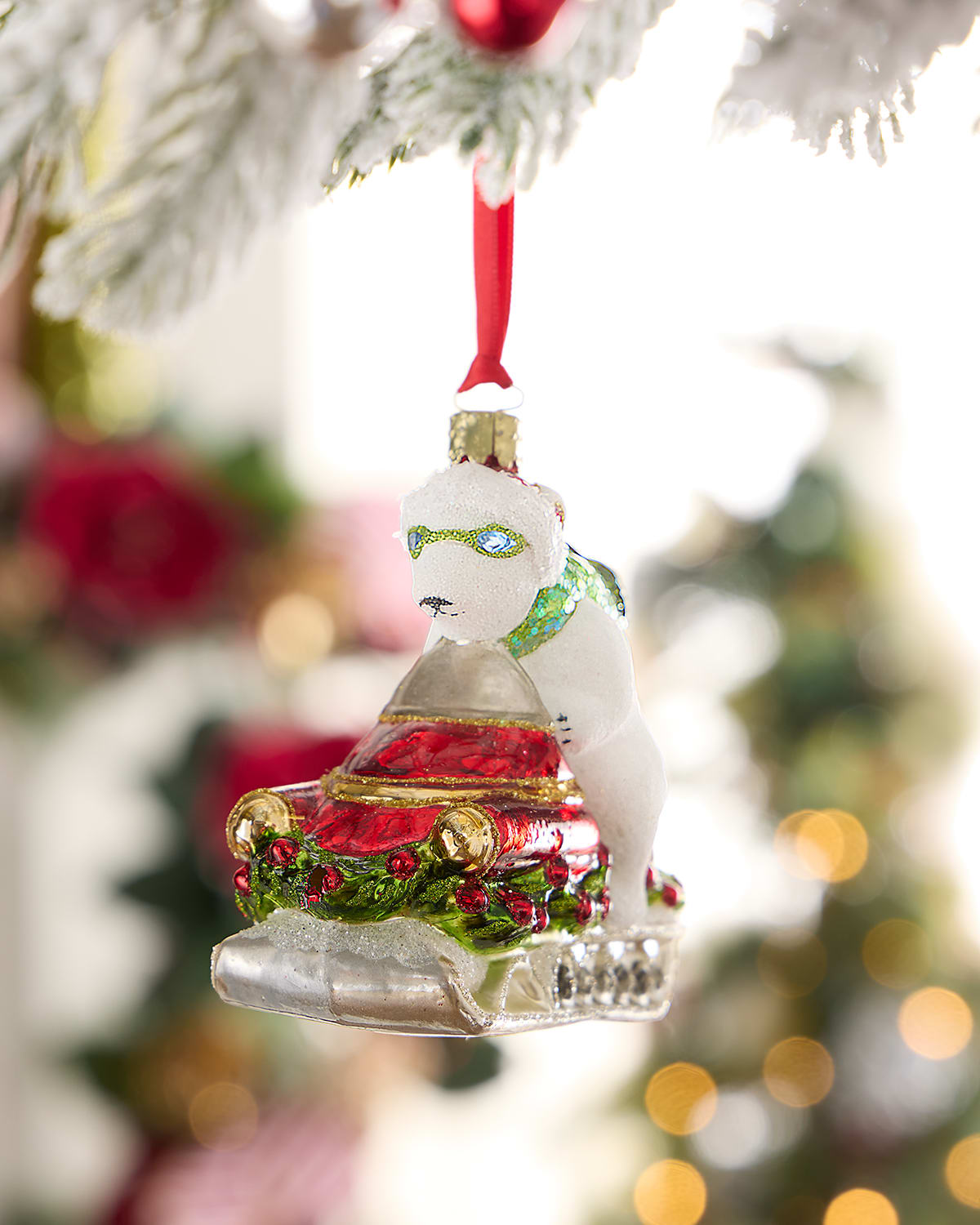 Neiman Marcus Snowbear On Sled Christmas Ornament In Multi