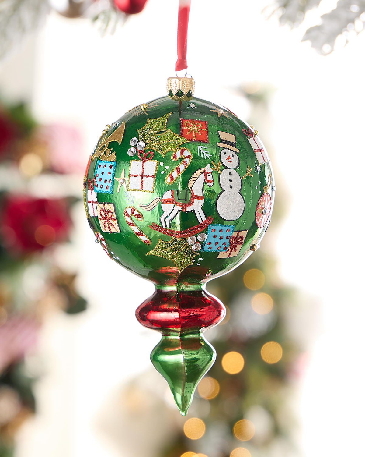 Neiman Marcus Green Finial Toys Christmas Ornament