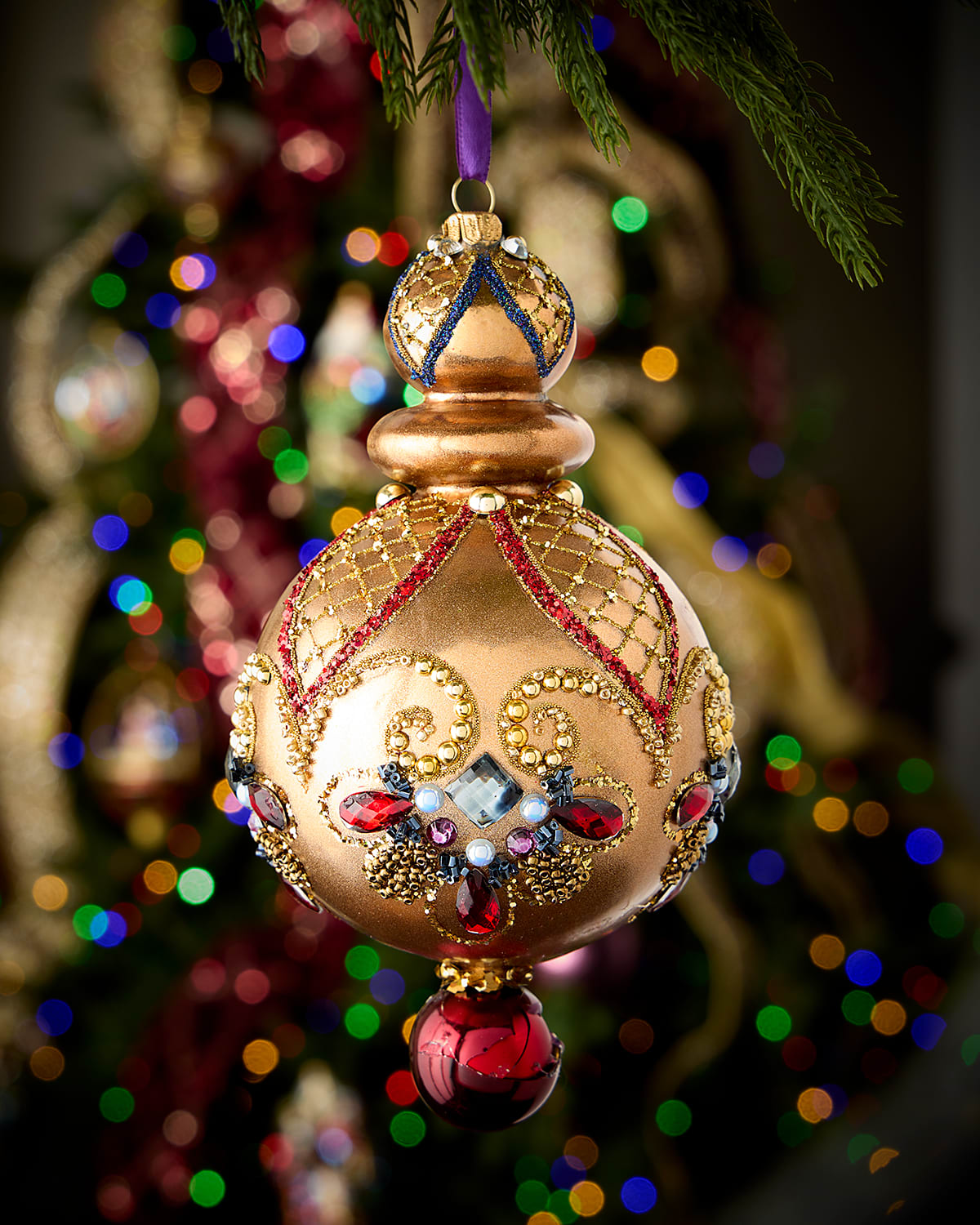 Neiman Marcus Copper With Multicolor Crystals Ornament