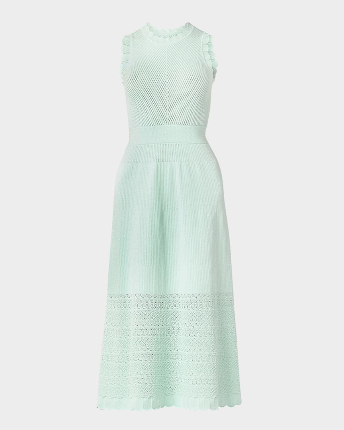 Shoshanna Brooke Scalloped Pointelle-knit Midi Dress