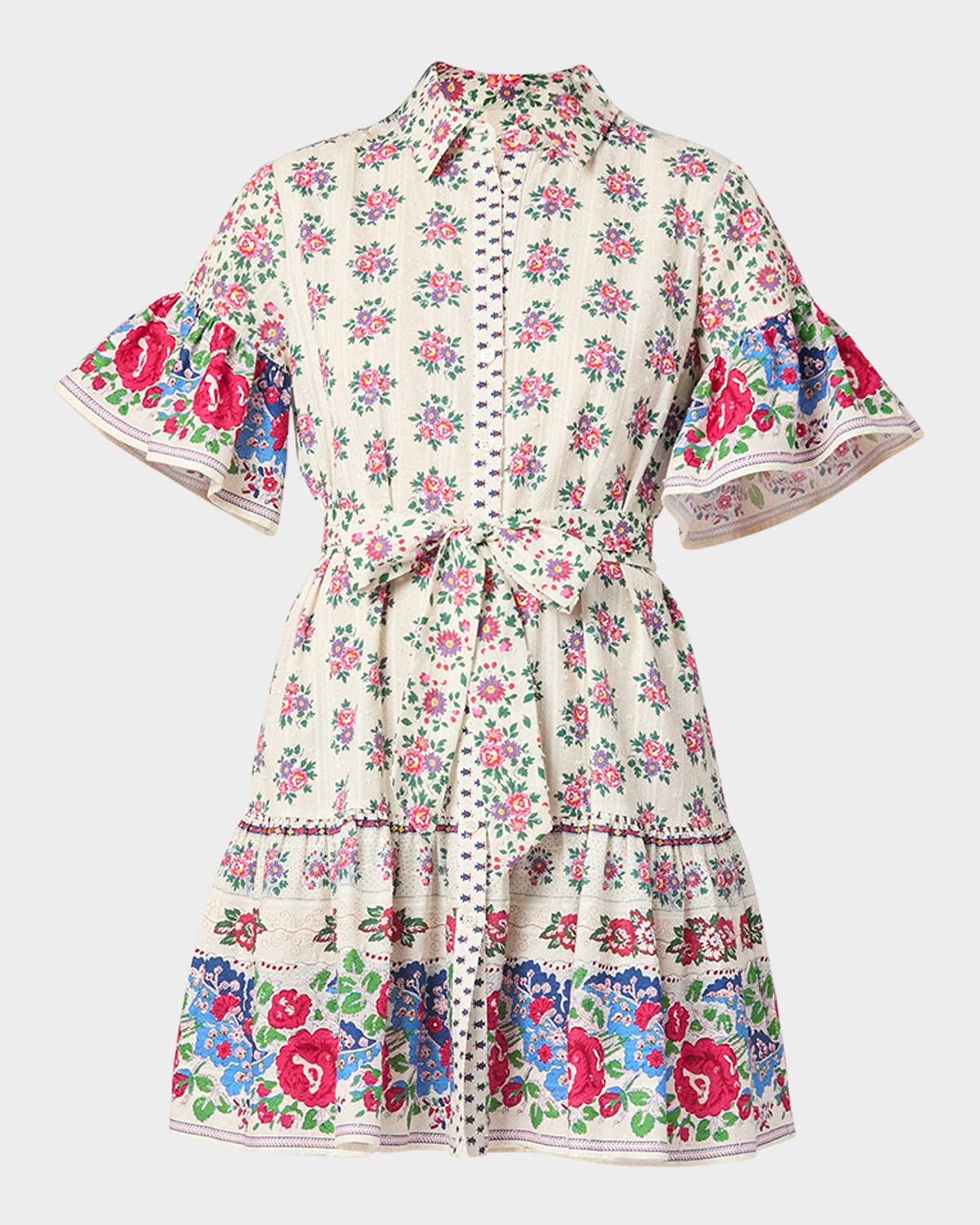 Shoshanna Lima Flounce Floral-print Cotton Mini Dress