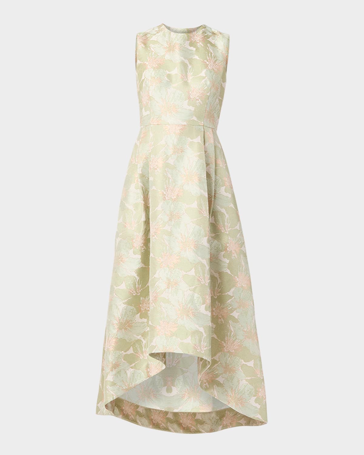 Daniela Pleated High-Low Jacquard Gown