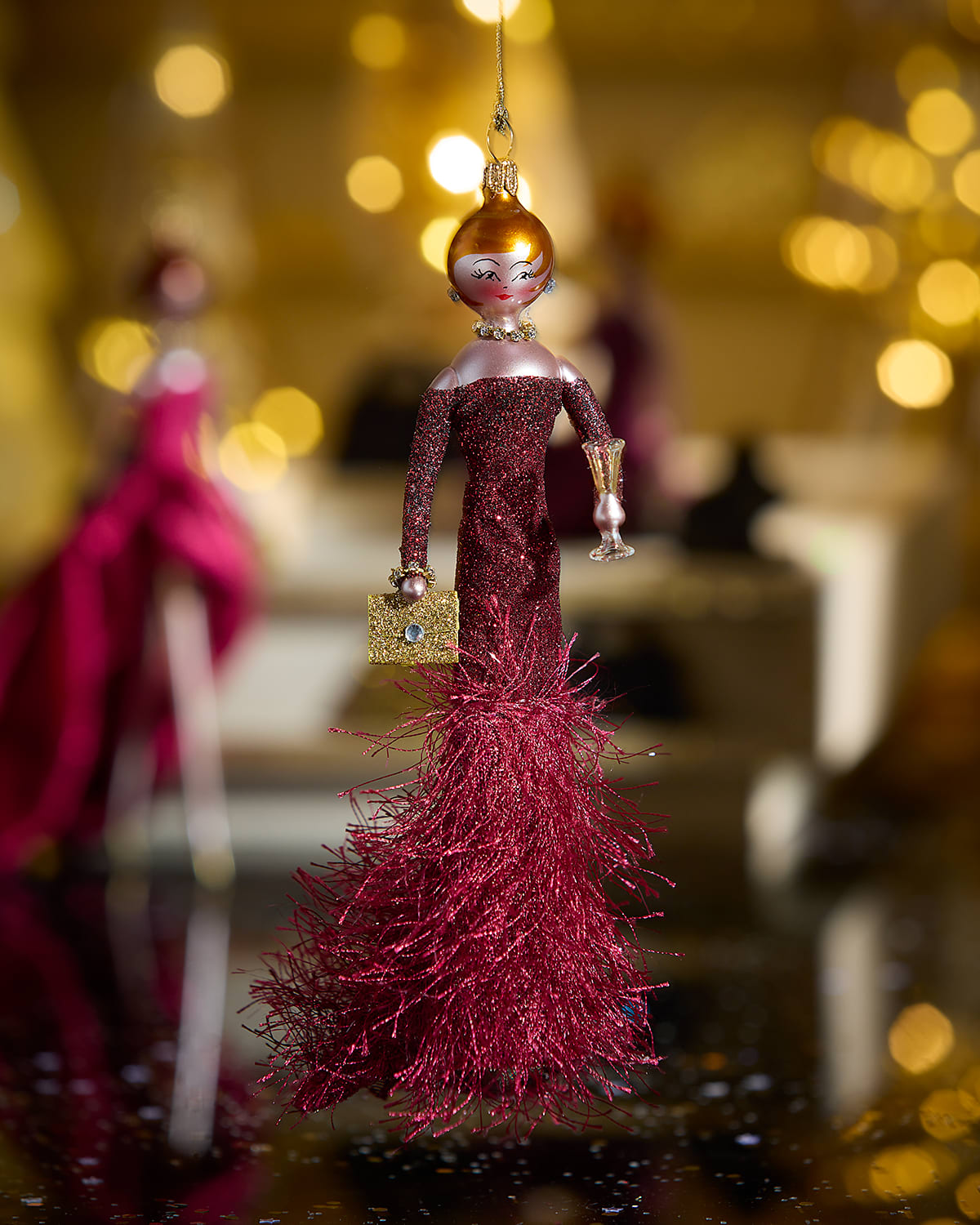 Neiman Marcus Fashionista In Red Gown Christmas Ornament In Red