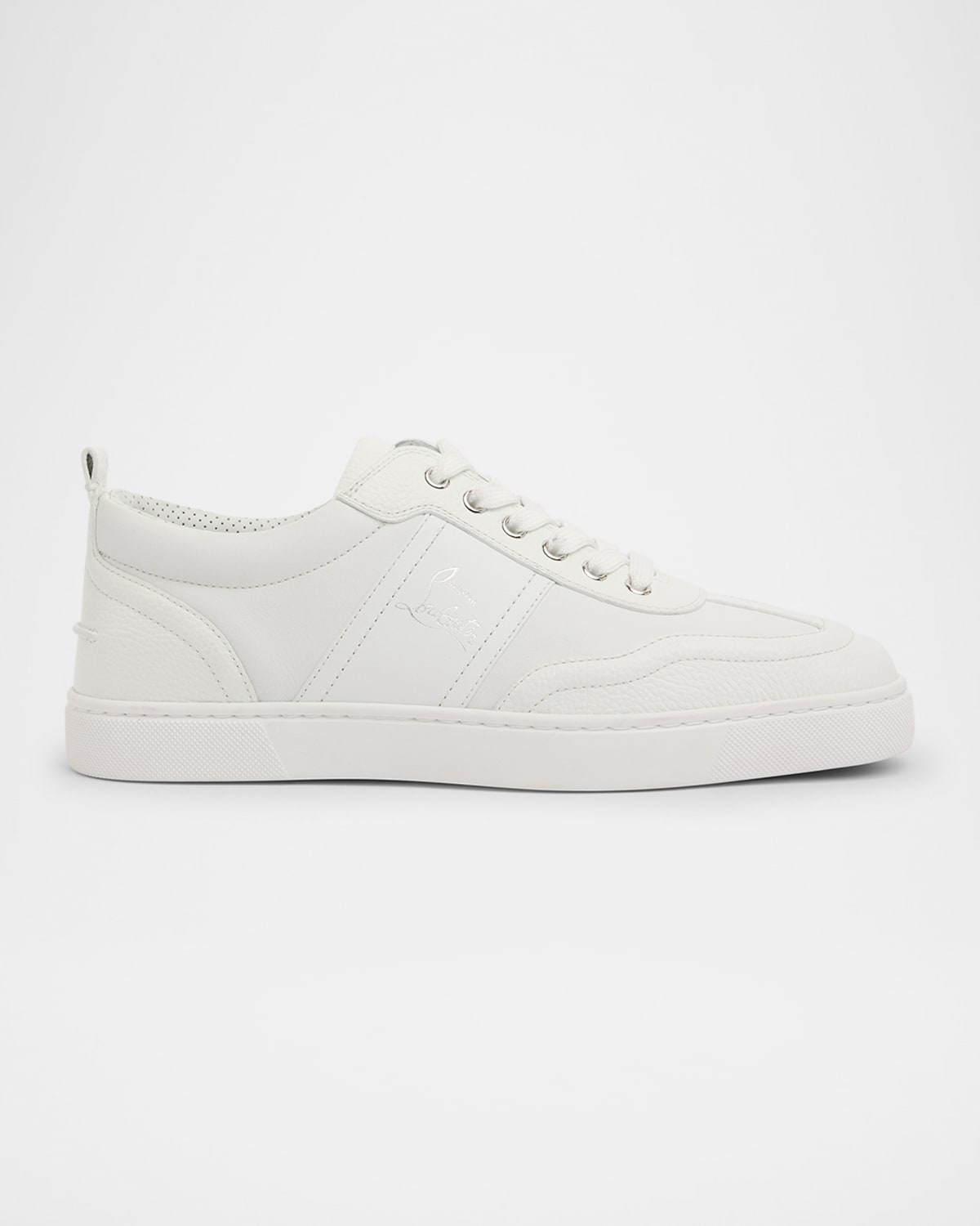 Christian Louboutin Men's Retero Grained Leather Low-top Sneakers In White