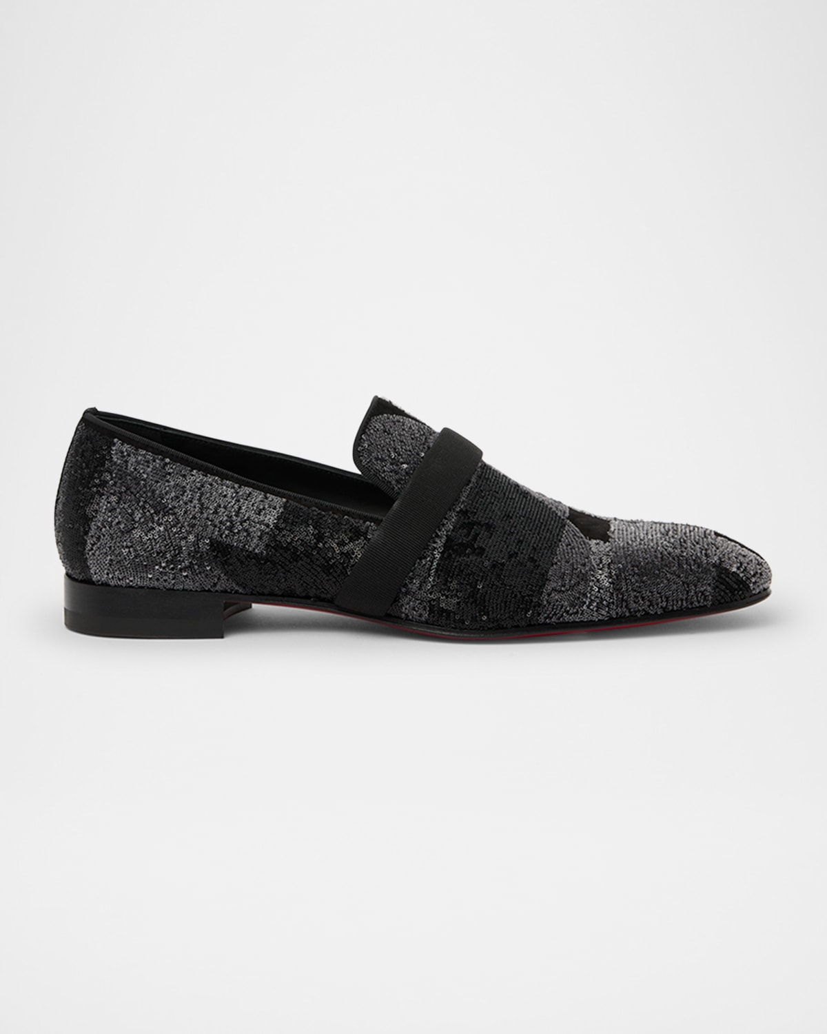 Christian Louboutin Men's Dandydecotracks Sequin Red-sole Loafers In Black