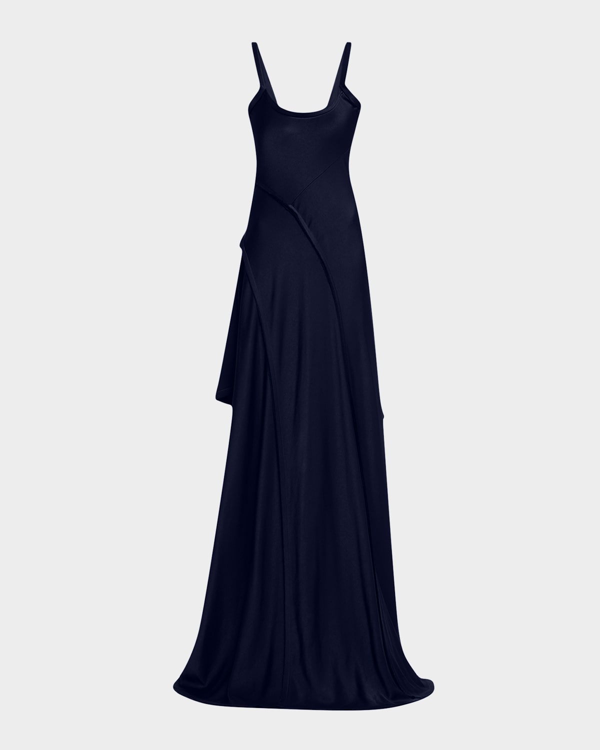 Sleeveless Crepe Back Satin Bias Slip Gown With Slit
