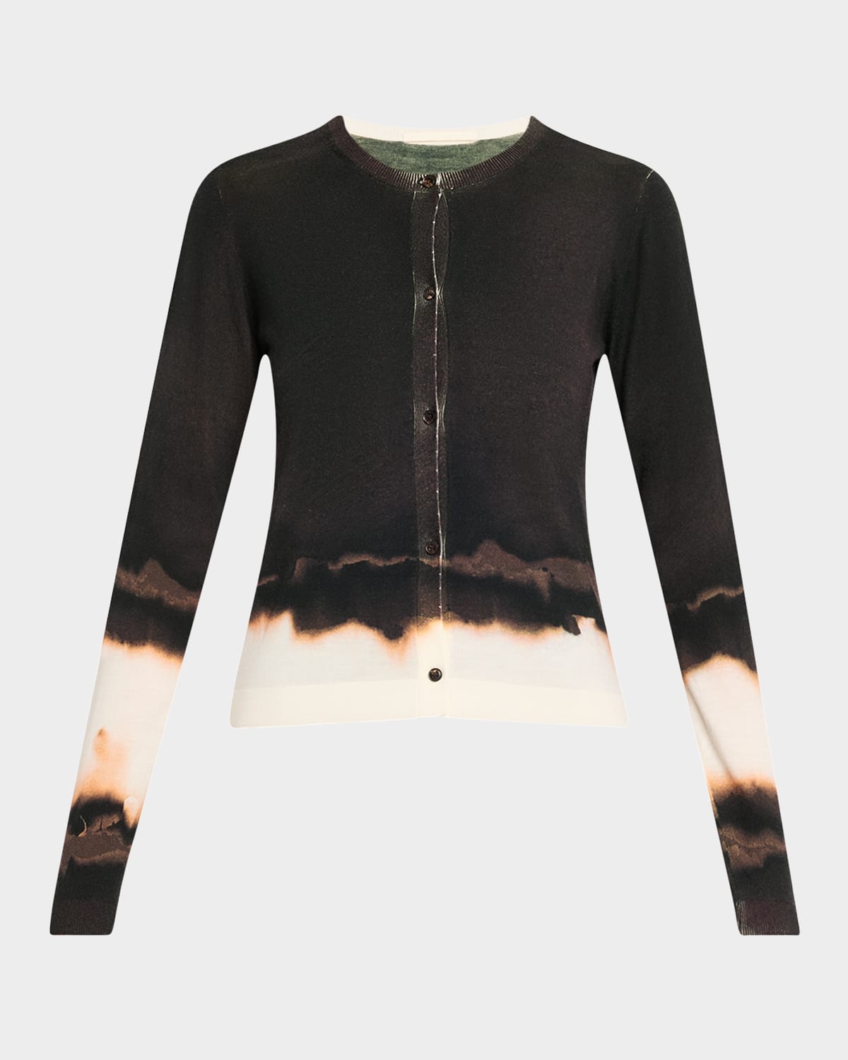 Jason Wu Collection Burned Stripe Wool Crewneck Cardigan