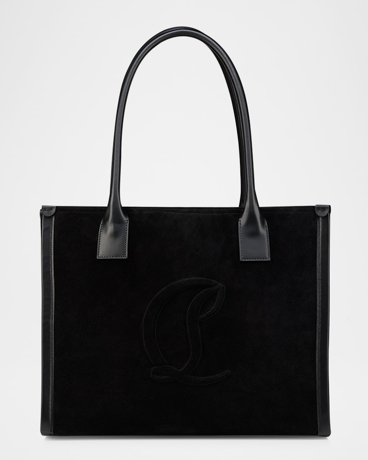 Christian Louboutin Men's By My Side Reversed Calf Leather Large Tote Bag In Black