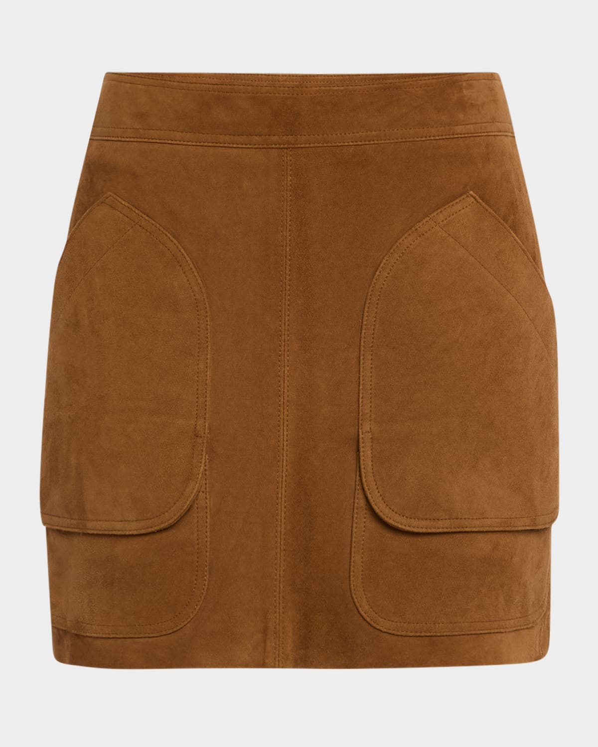 Veronica Beard Norwood Suede Patch Pocket Mini Skirt In Brown