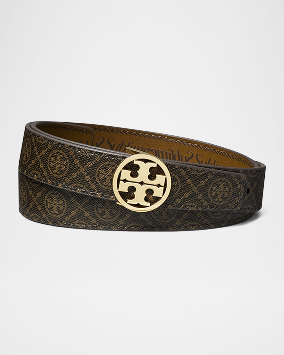 TORY BURCH MILLER MONOGRAM COATED CANVAS BELT 