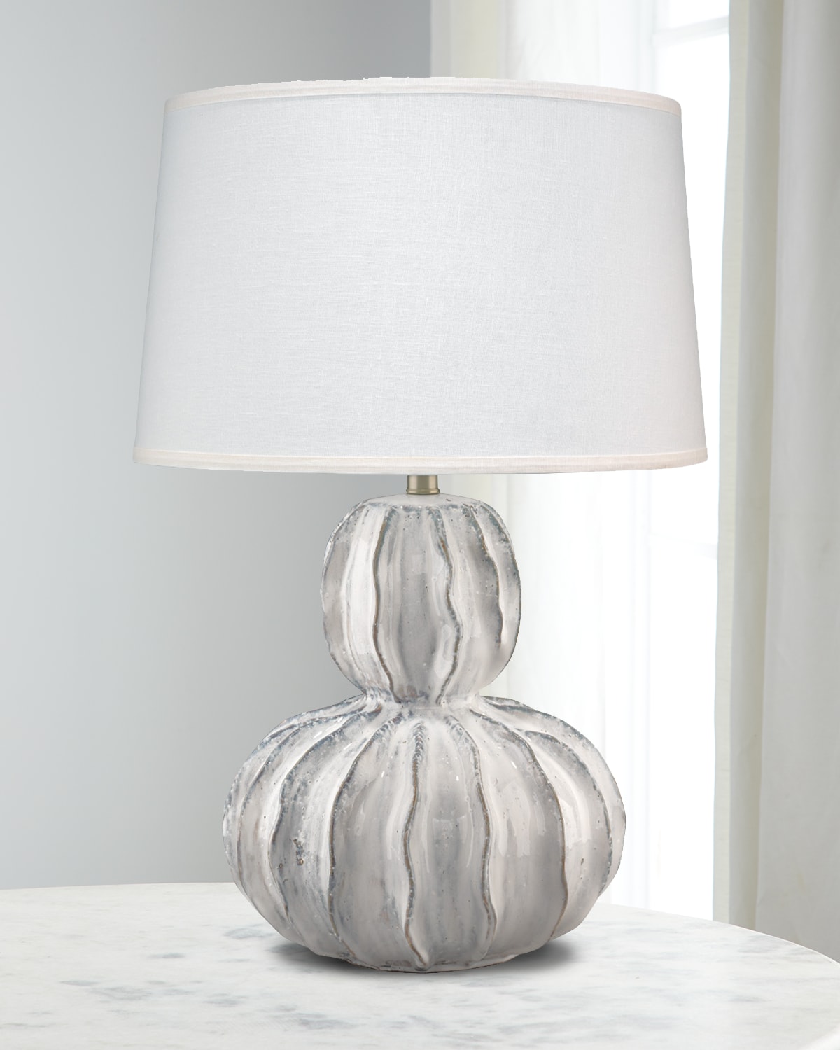 Jamie Young Oceane 27in Gourd Table Lamp In White