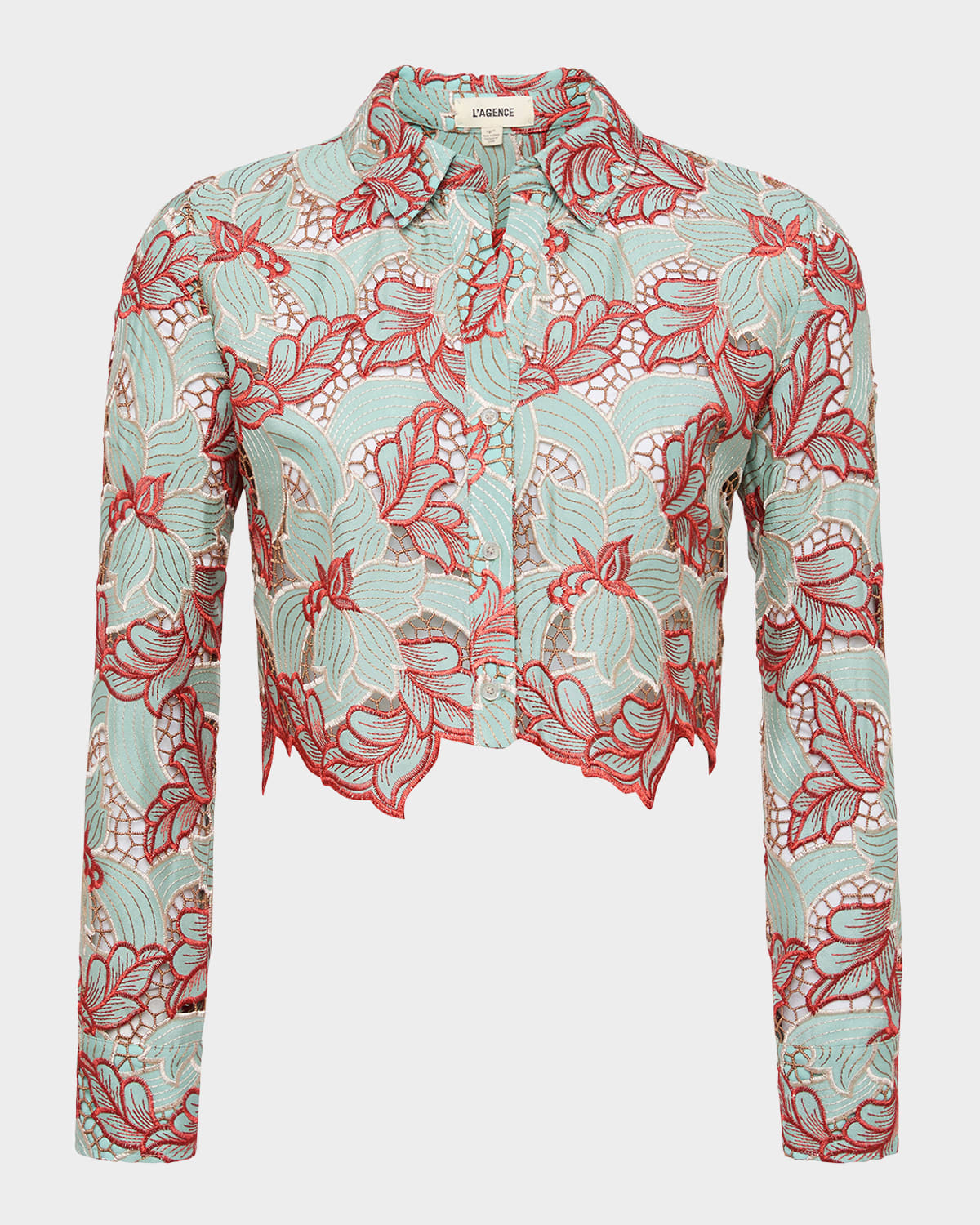L Agence Akemi Cropped Button-front Shirt In Multi